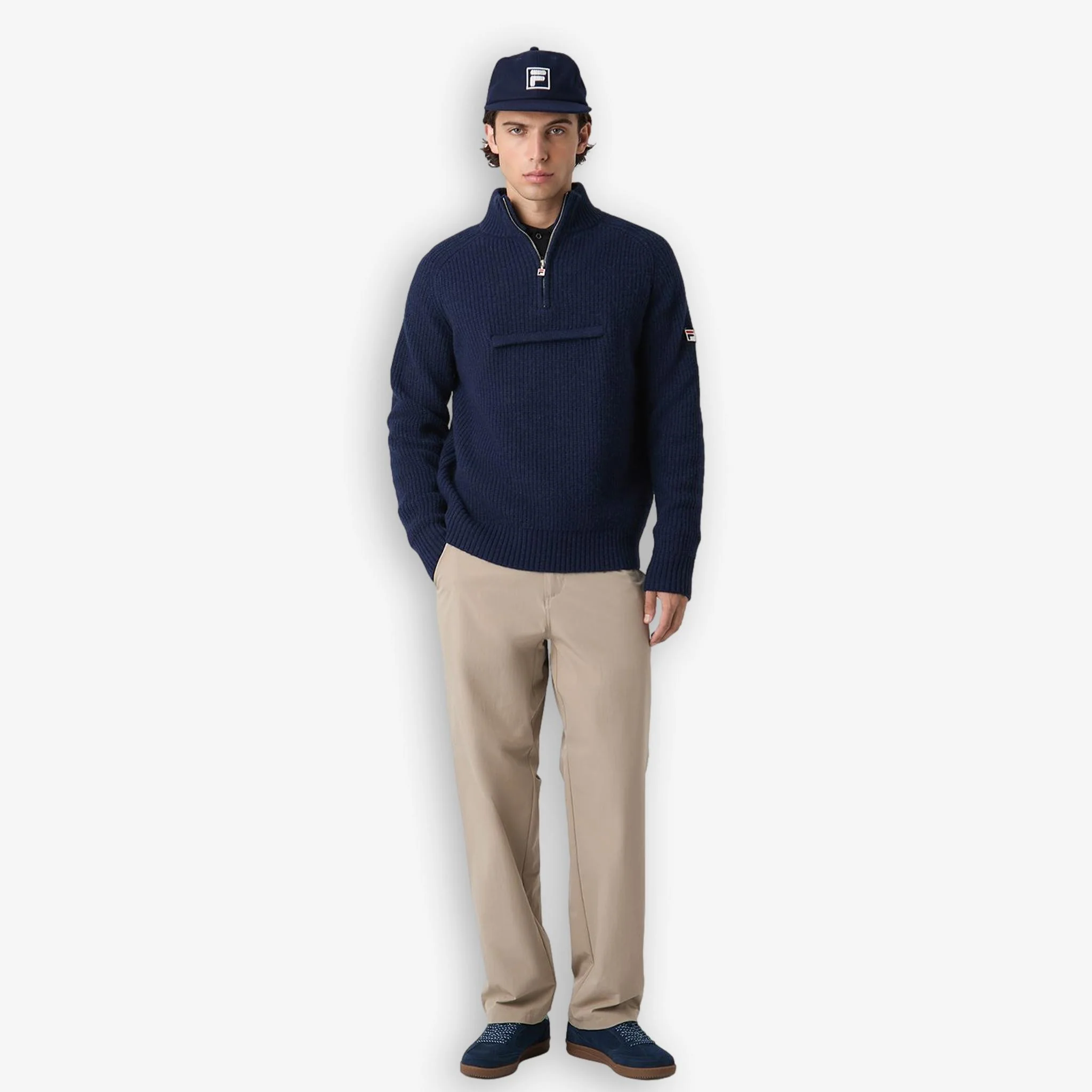 Giovanni Relaxed Half Zip Knit Sailing Sweater Blue - Image 4