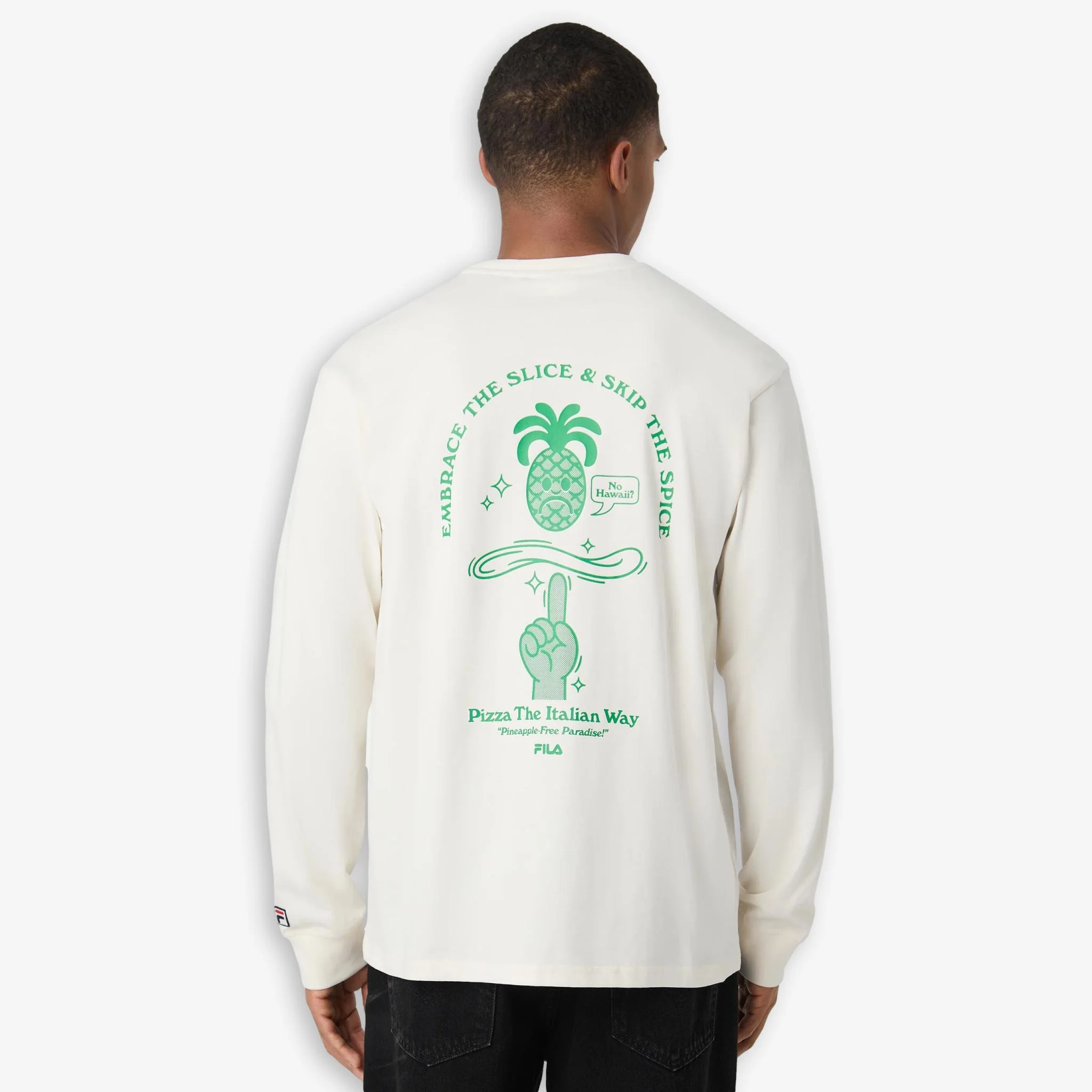 Navigli Pizza Graphic Long Sleeve T-Shirt Offwhite - Image 5