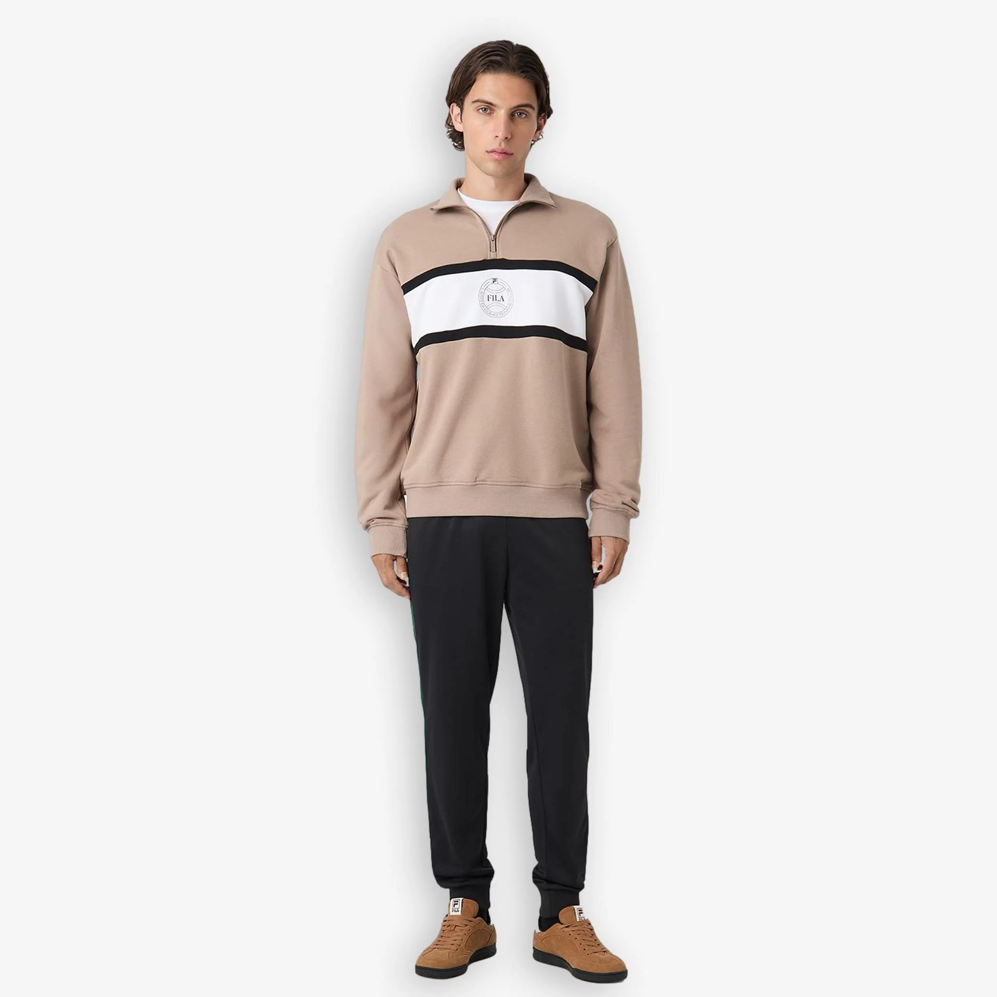 Parella Loose Half Zip Sweater Beige - Image 4