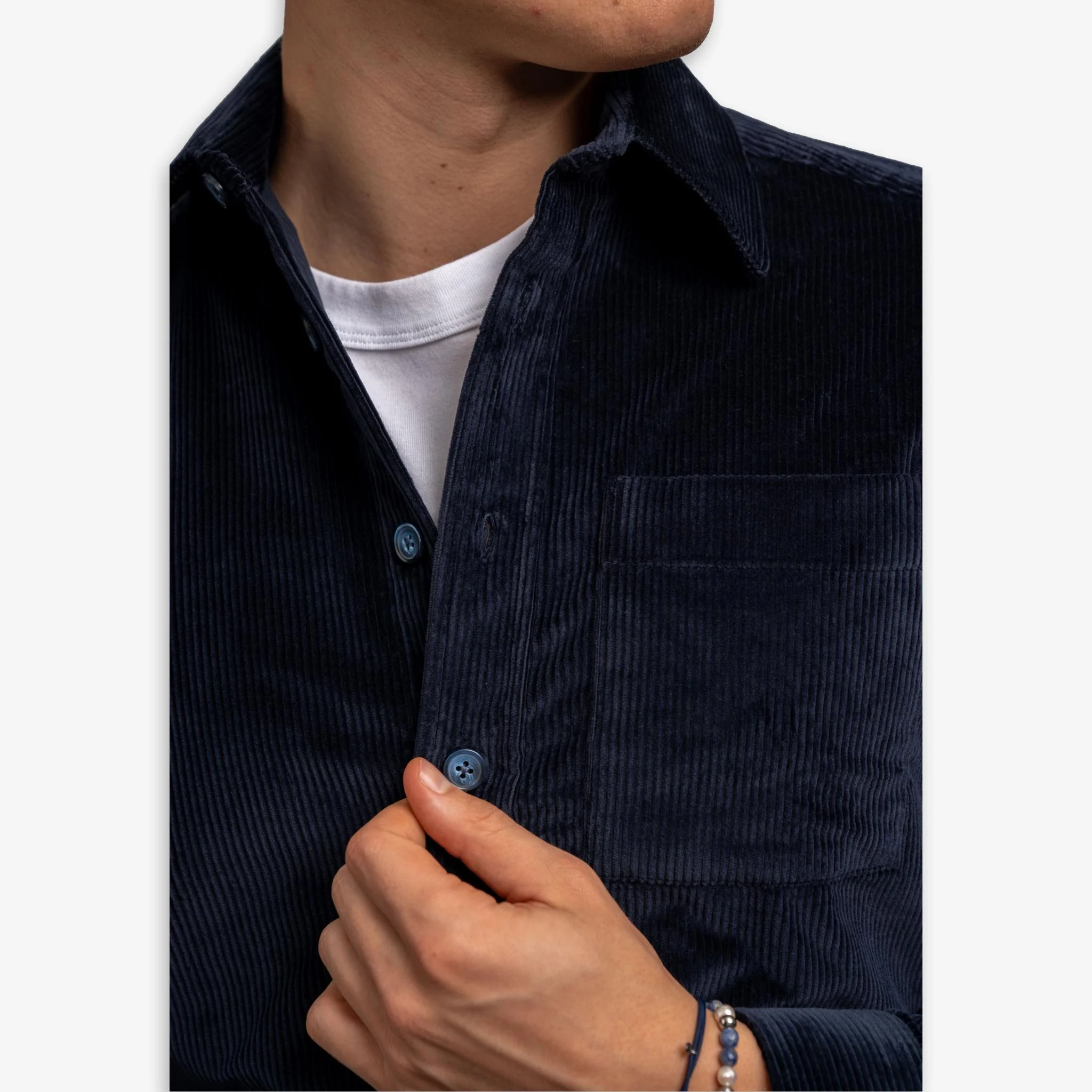 Corduroy Overshirt Navy - Image 2