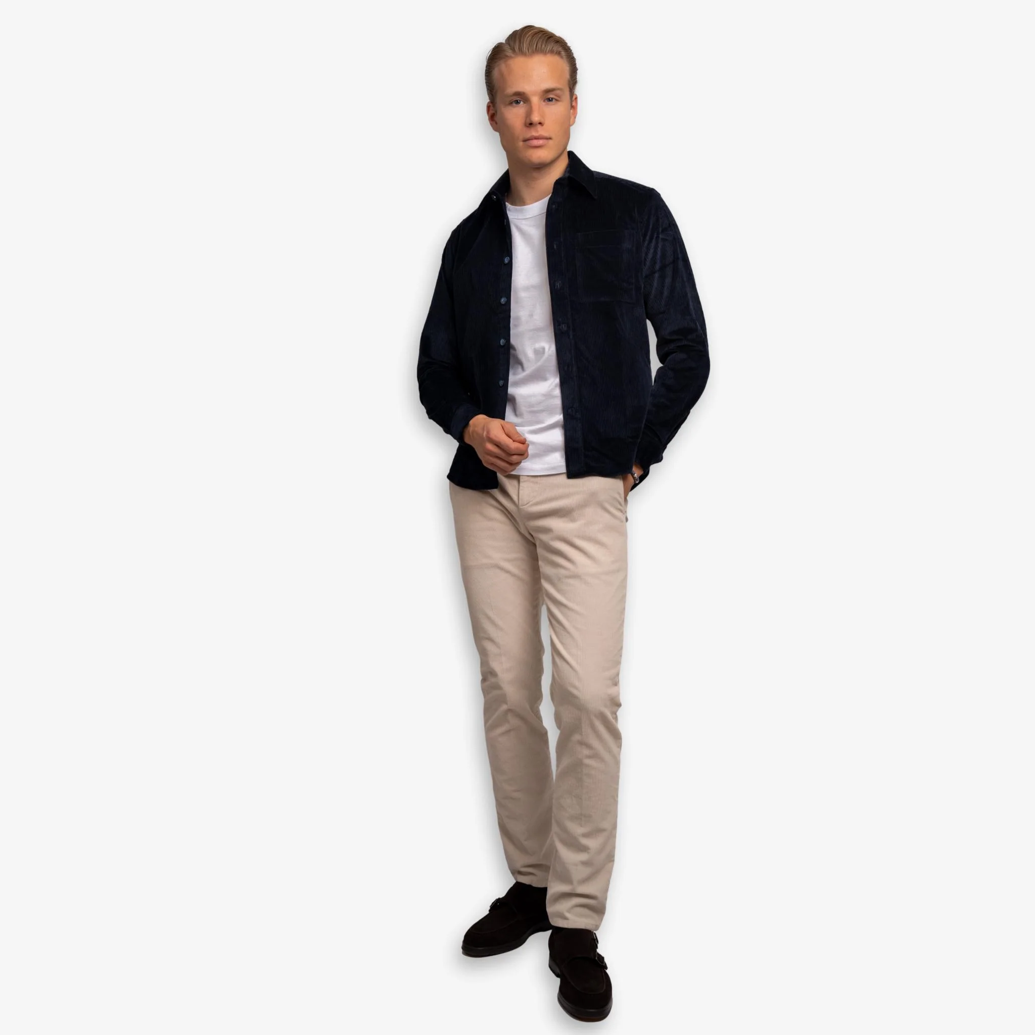 Corduroy Overshirt Navy - Image 3