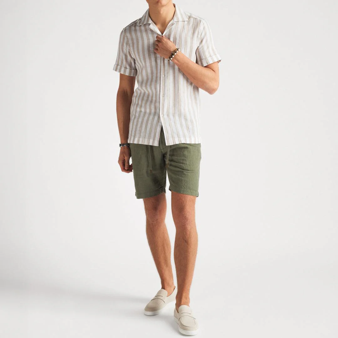 Cotton/Linen Shorts Olive - Image 4