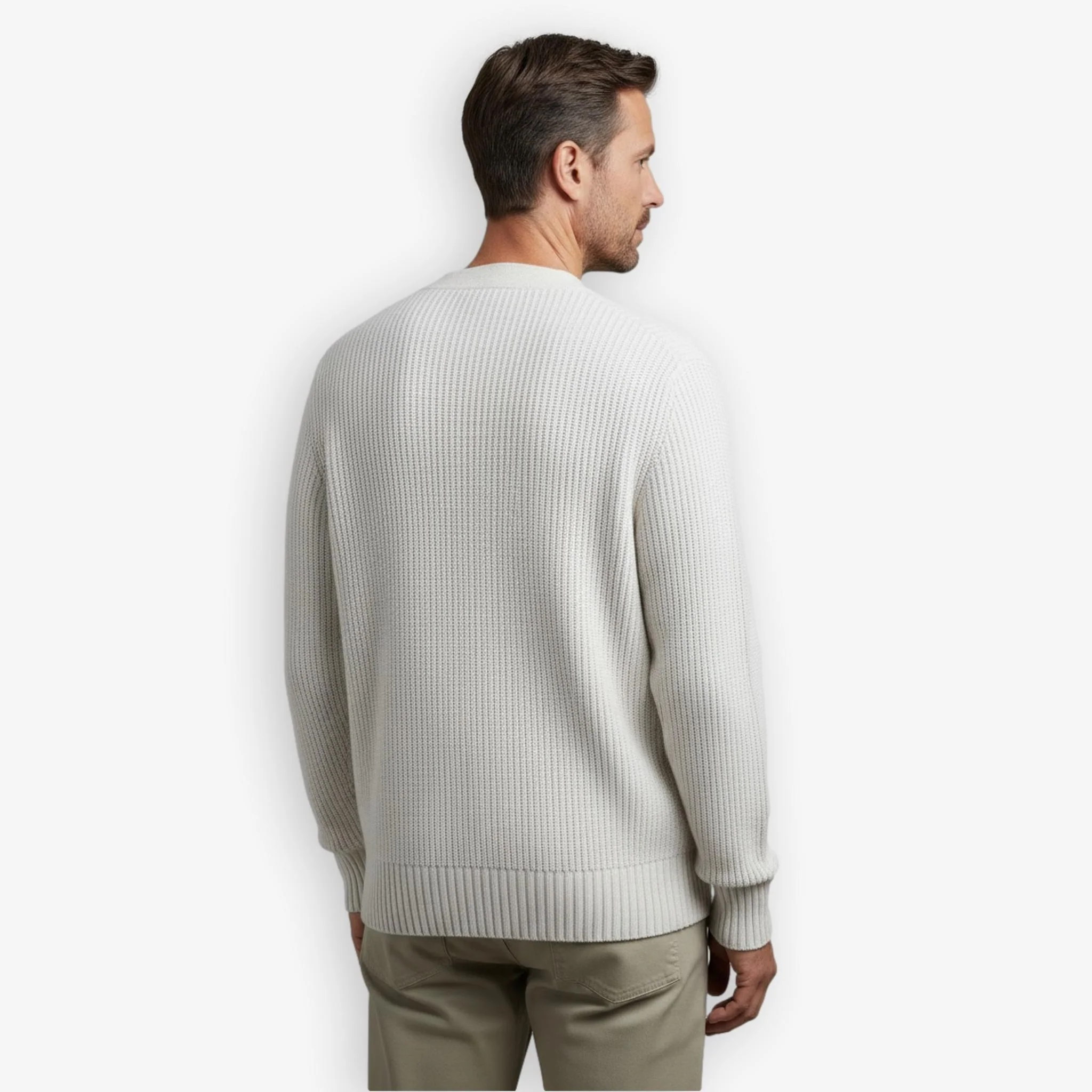 Rib Knit Cardigan White - Image 2