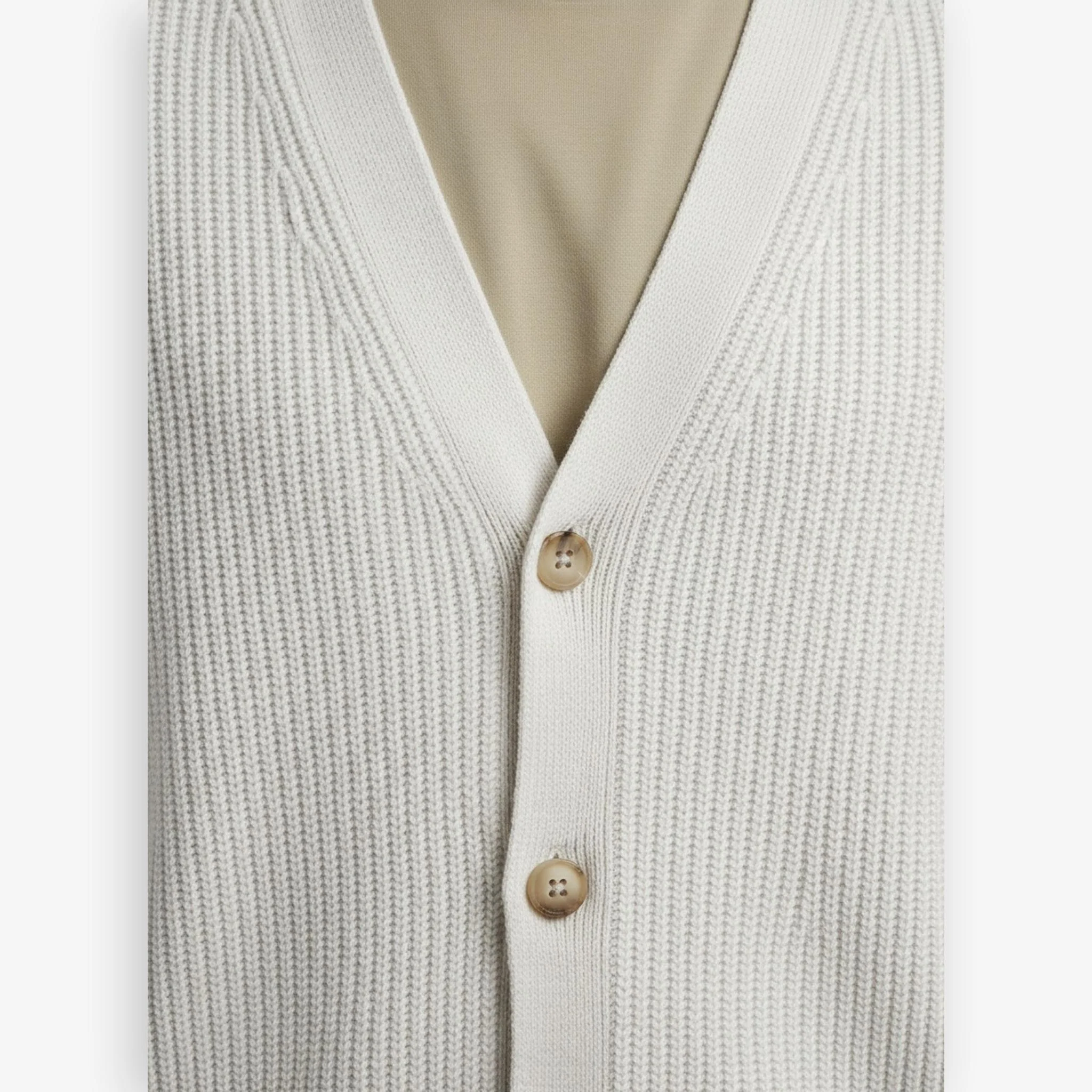 Rib Knit Cardigan White - Image 4