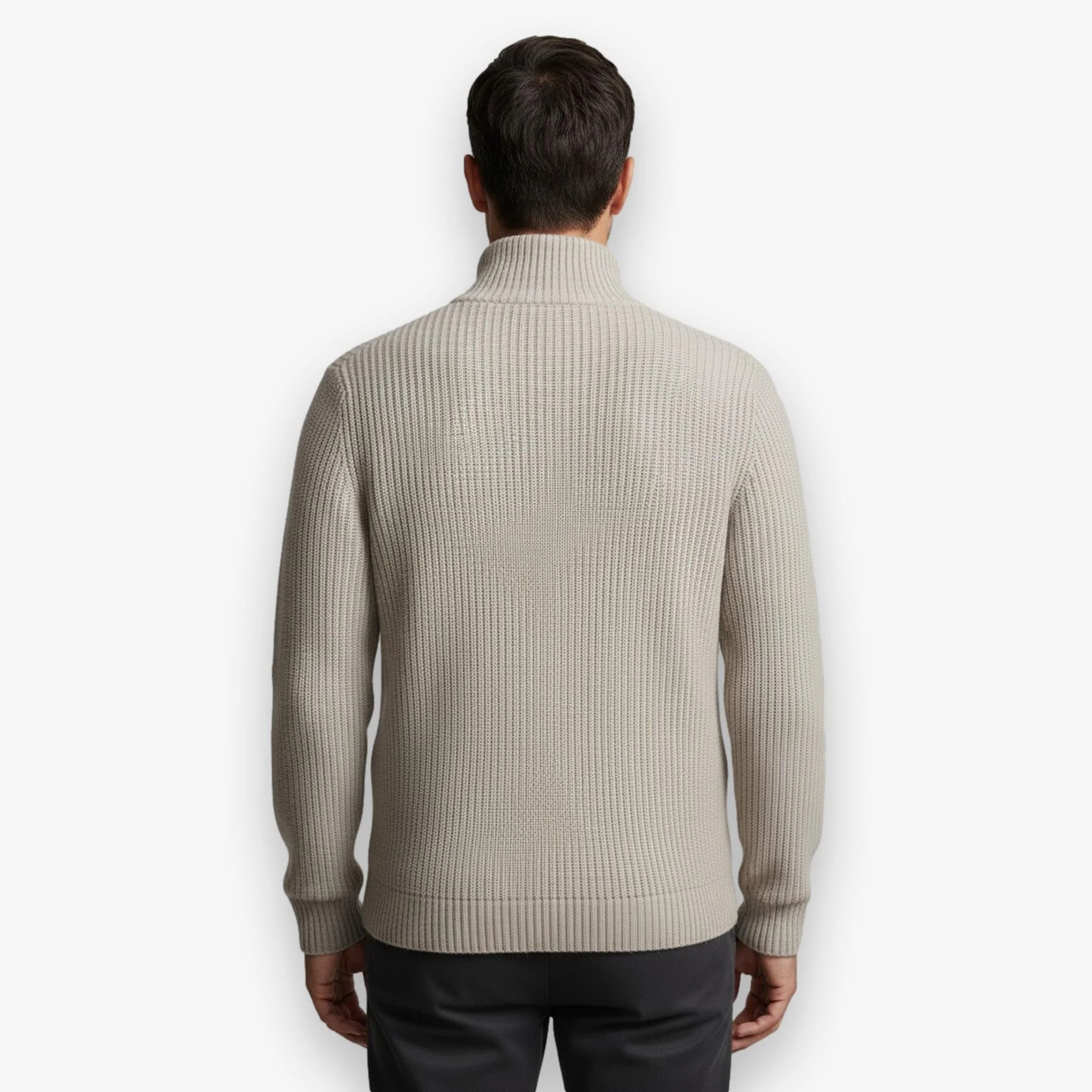 Rib Knit Halfzip Sand - Image 2