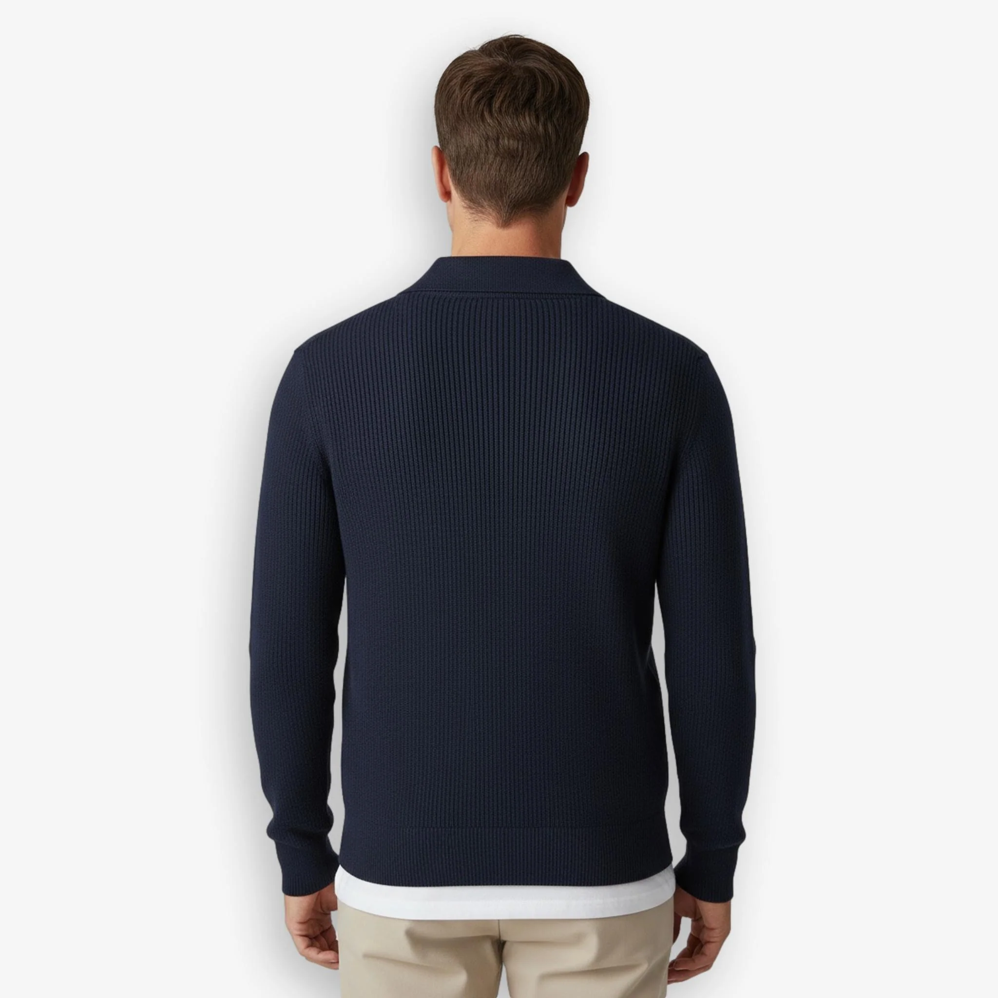 Rib Knit Polo Navy - Image 2