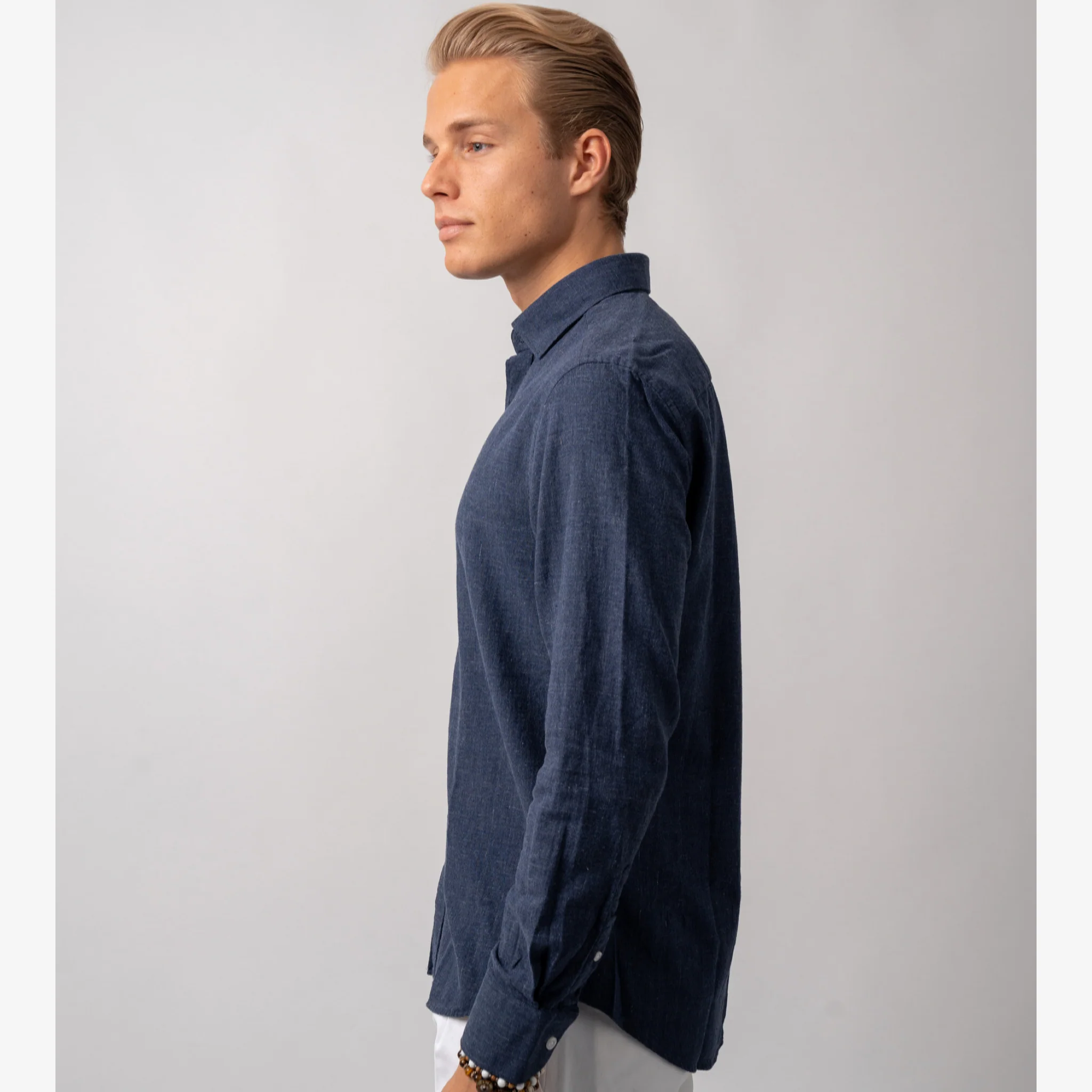 Rustic Flannel Shirt Navy - Image 2