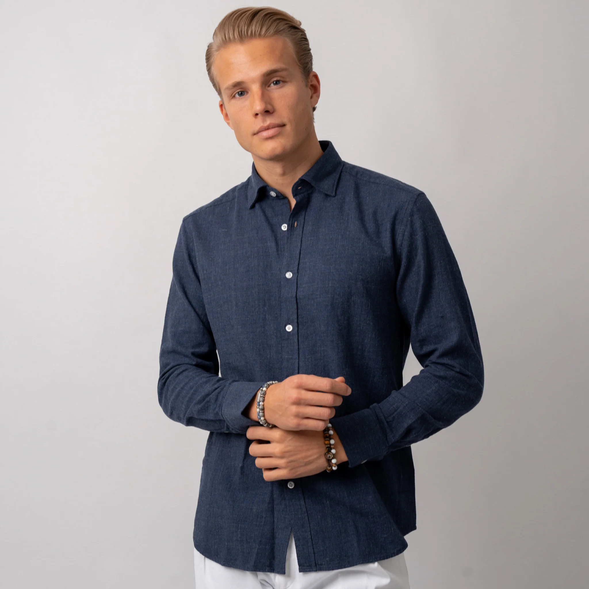 Rustic Flannel Shirt Navy - Image 4