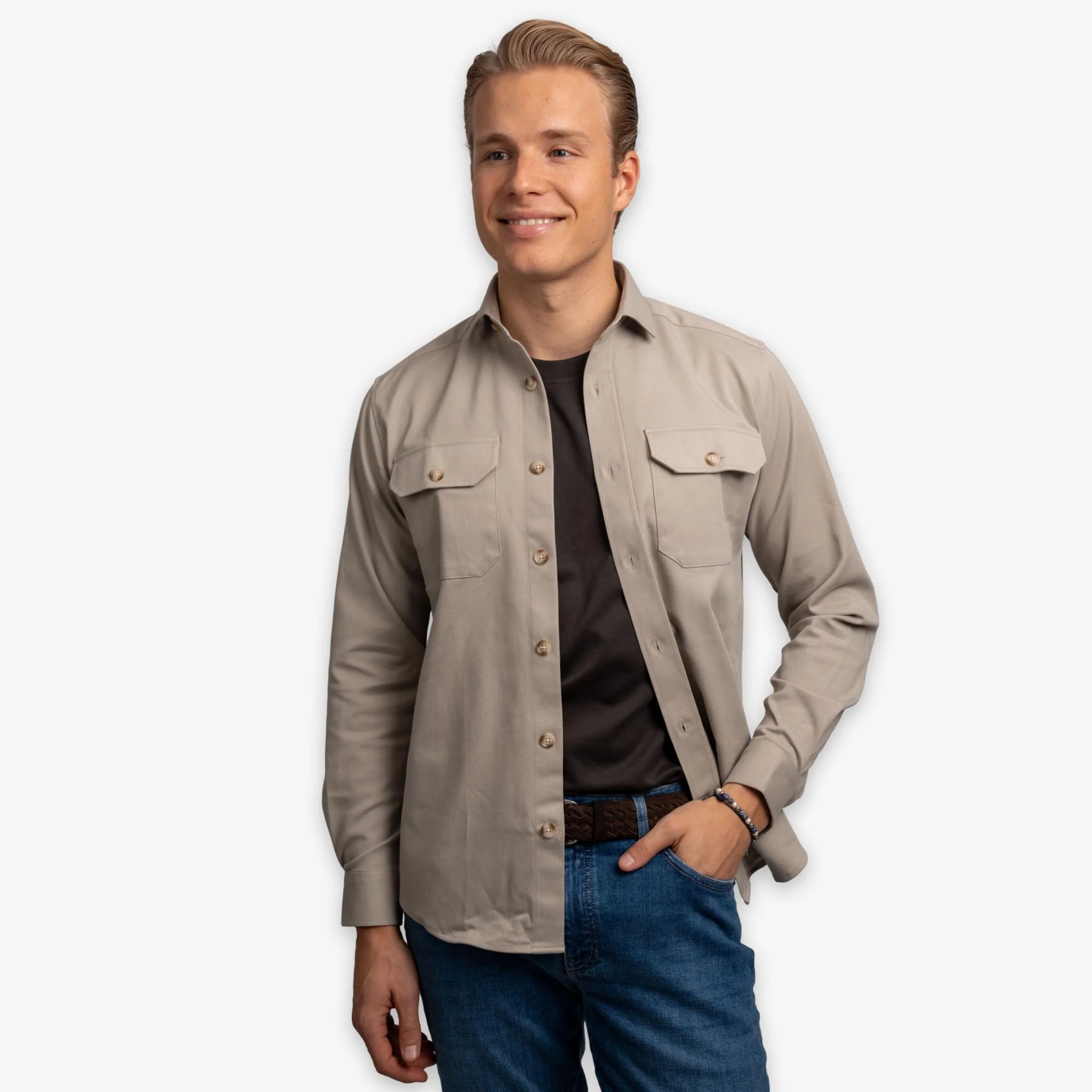 Twill Overshirt Sand - Image 3