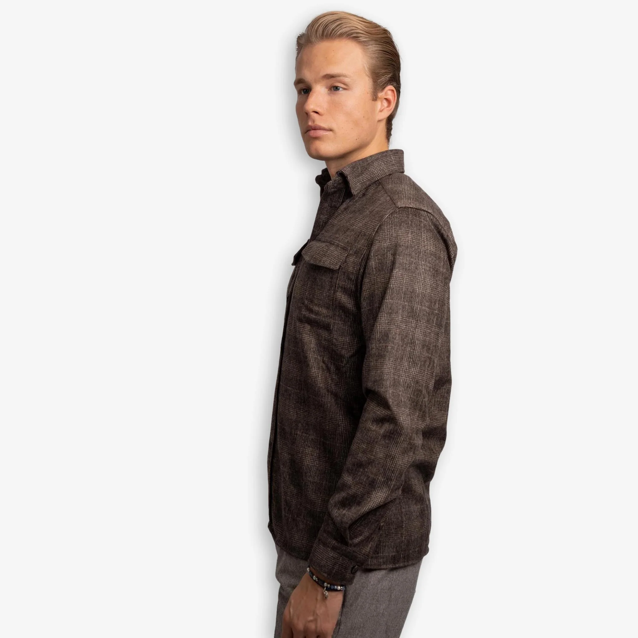 Wool Overshirt Brown Check - Image 2