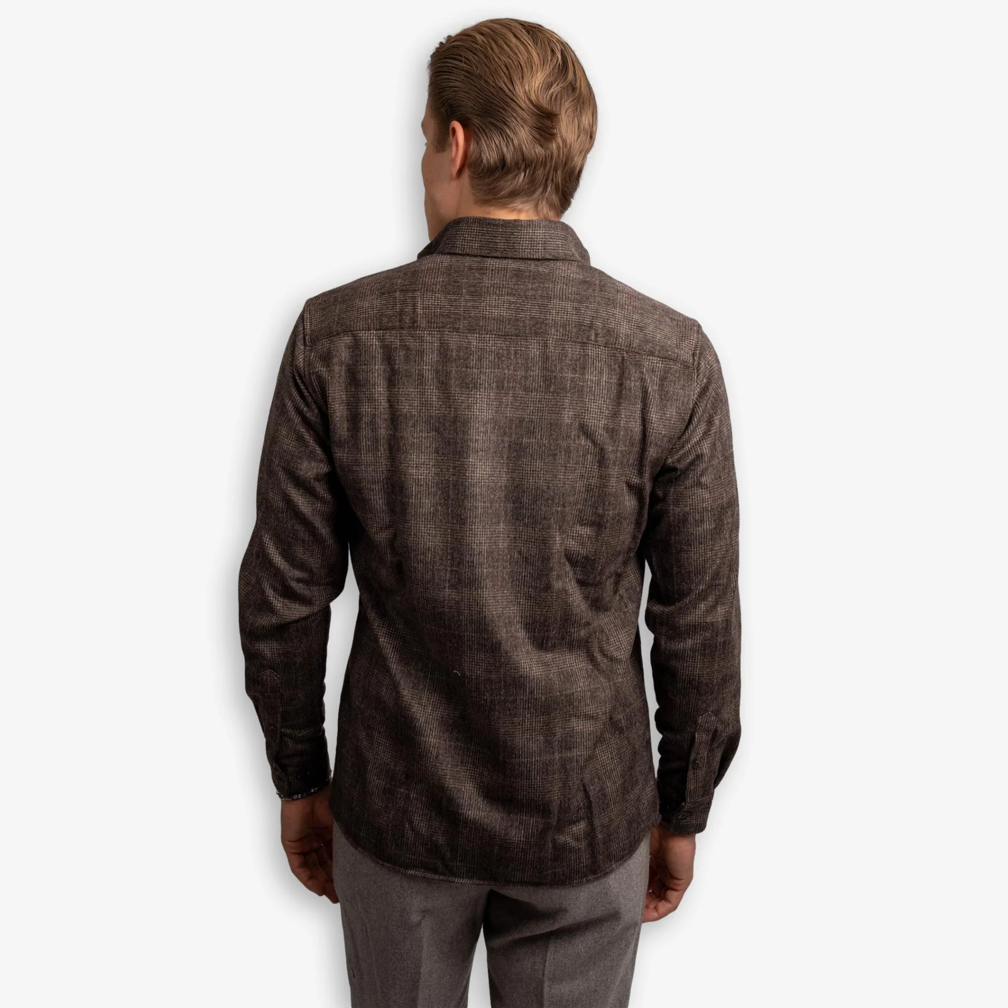 Wool Overshirt Brown Check - Image 3