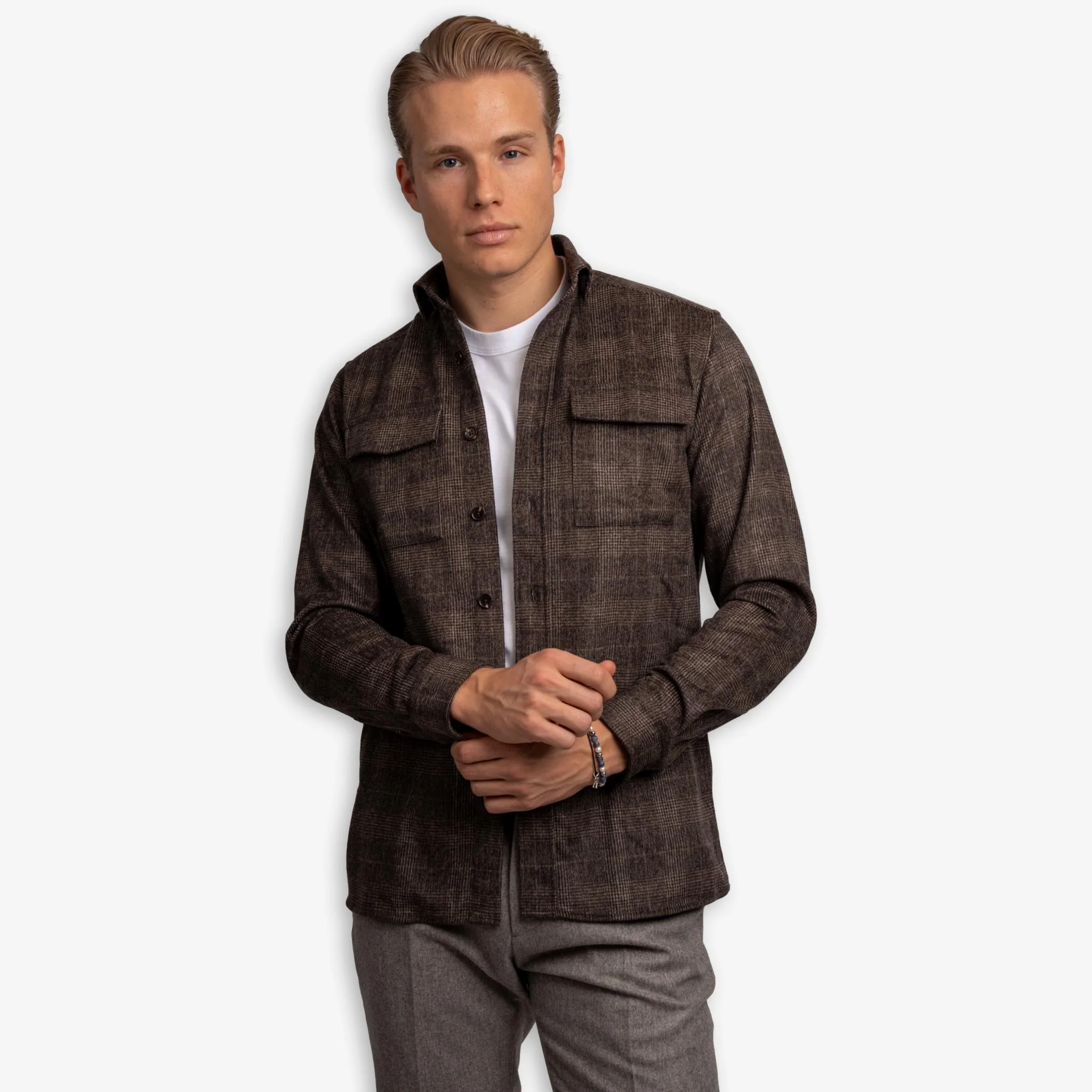 Wool Overshirt Brown Check - Image 4