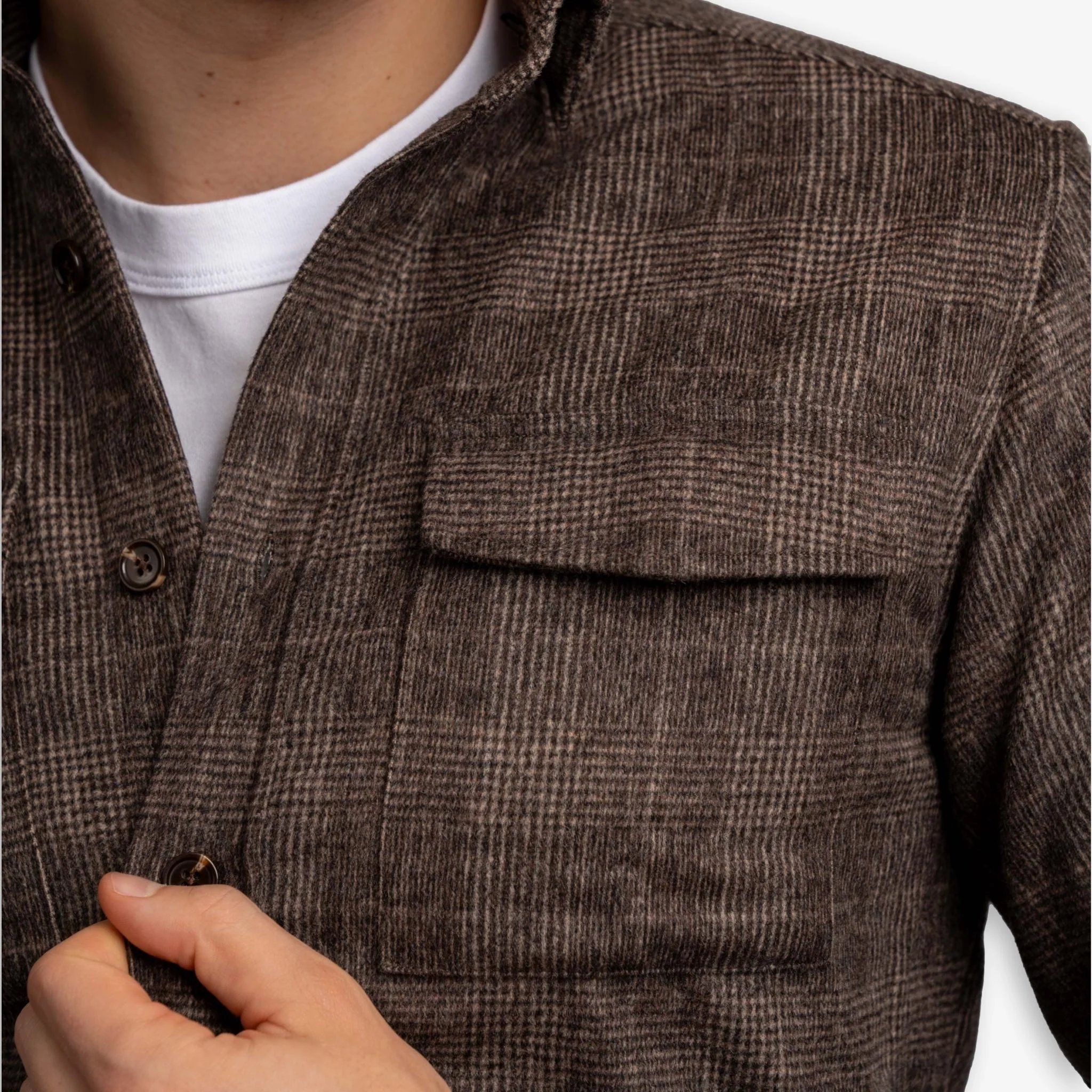 Wool Overshirt Brown Check - Image 5