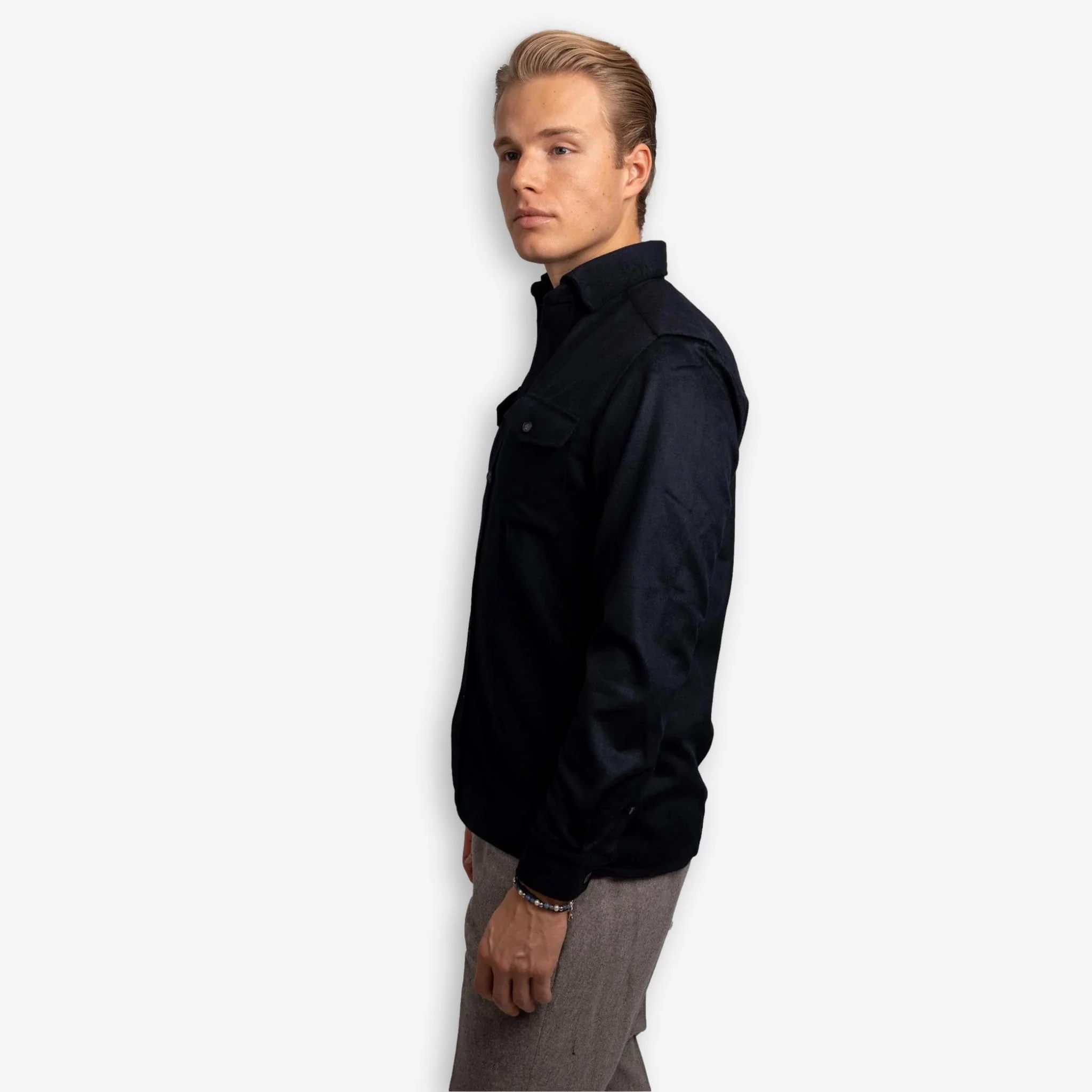 Wool Overshirt Navy - Image 2