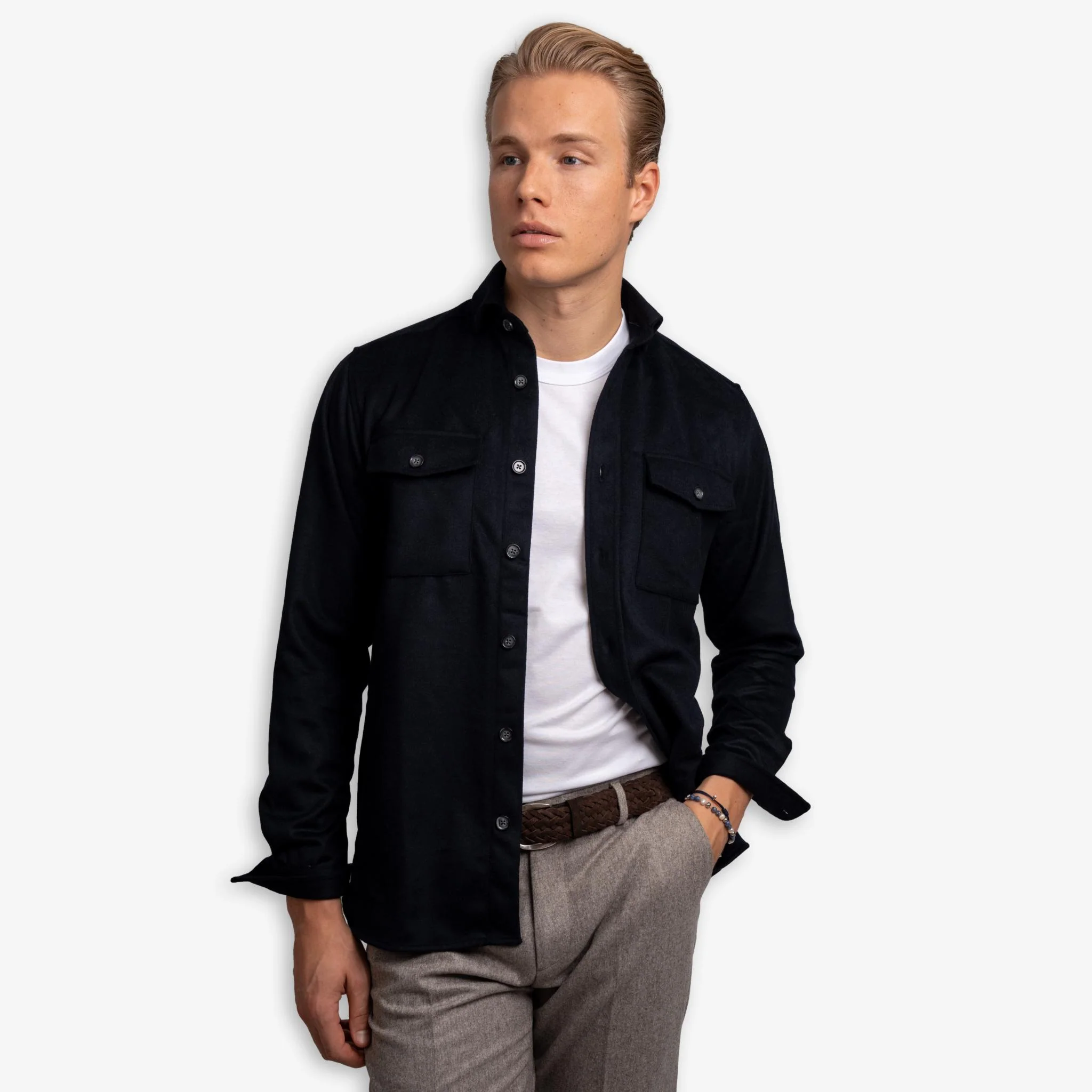 Wool Overshirt Navy - Image 4