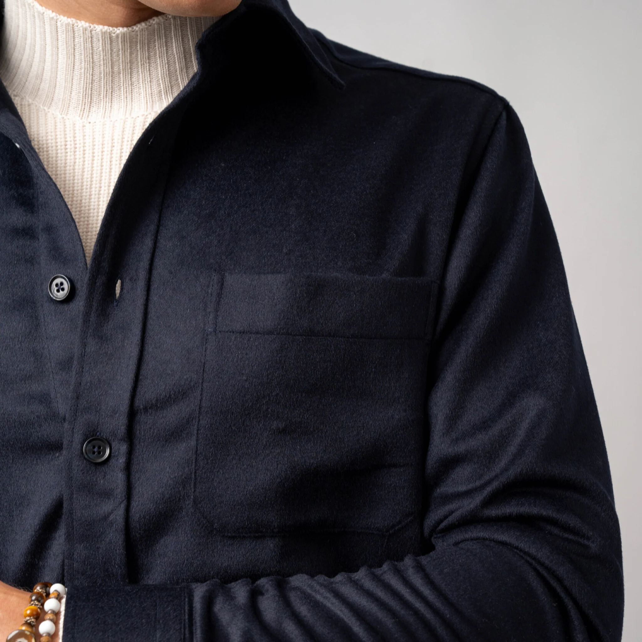Wool Overshirt Navy - Image 5