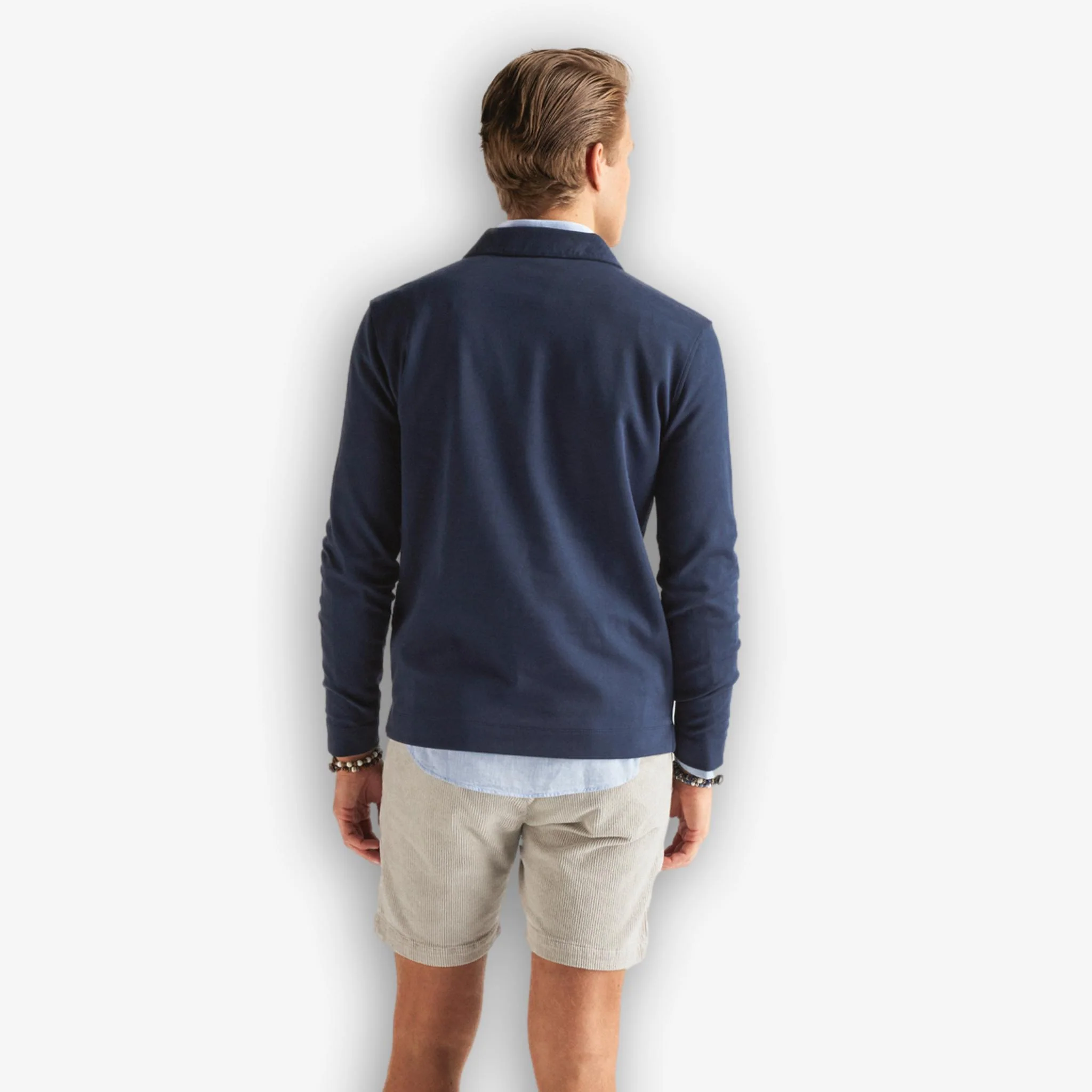 Zip Polo Long Sleeve Navy - Image 3