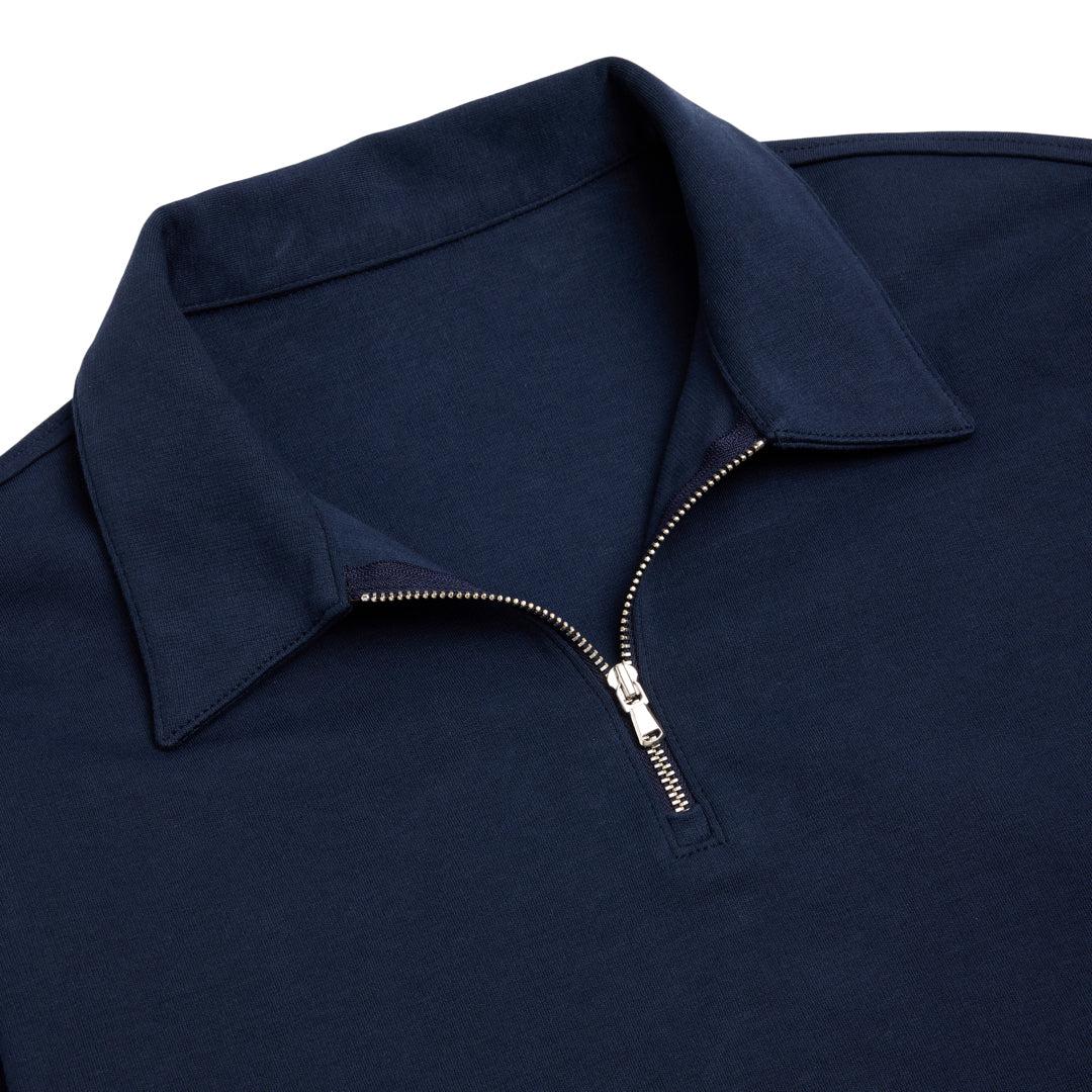 Zip Polo Long Sleeve Navy - Image 5