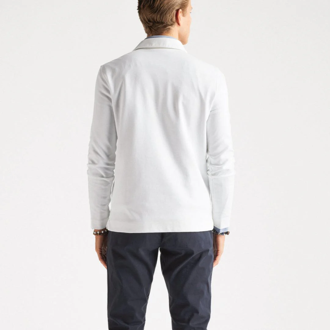 Zip Polo Long Sleeve White - Image 3
