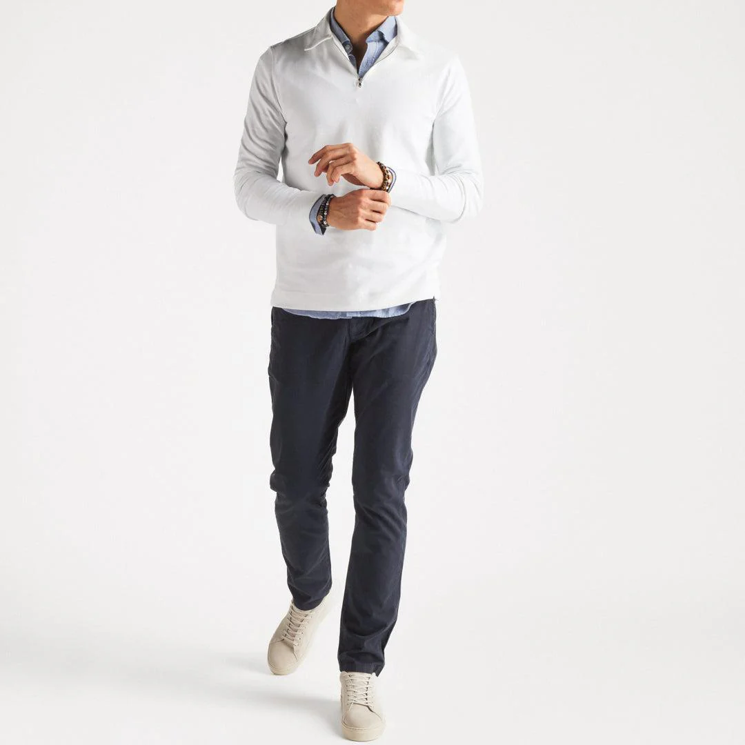 Zip Polo Long Sleeve White - Image 4
