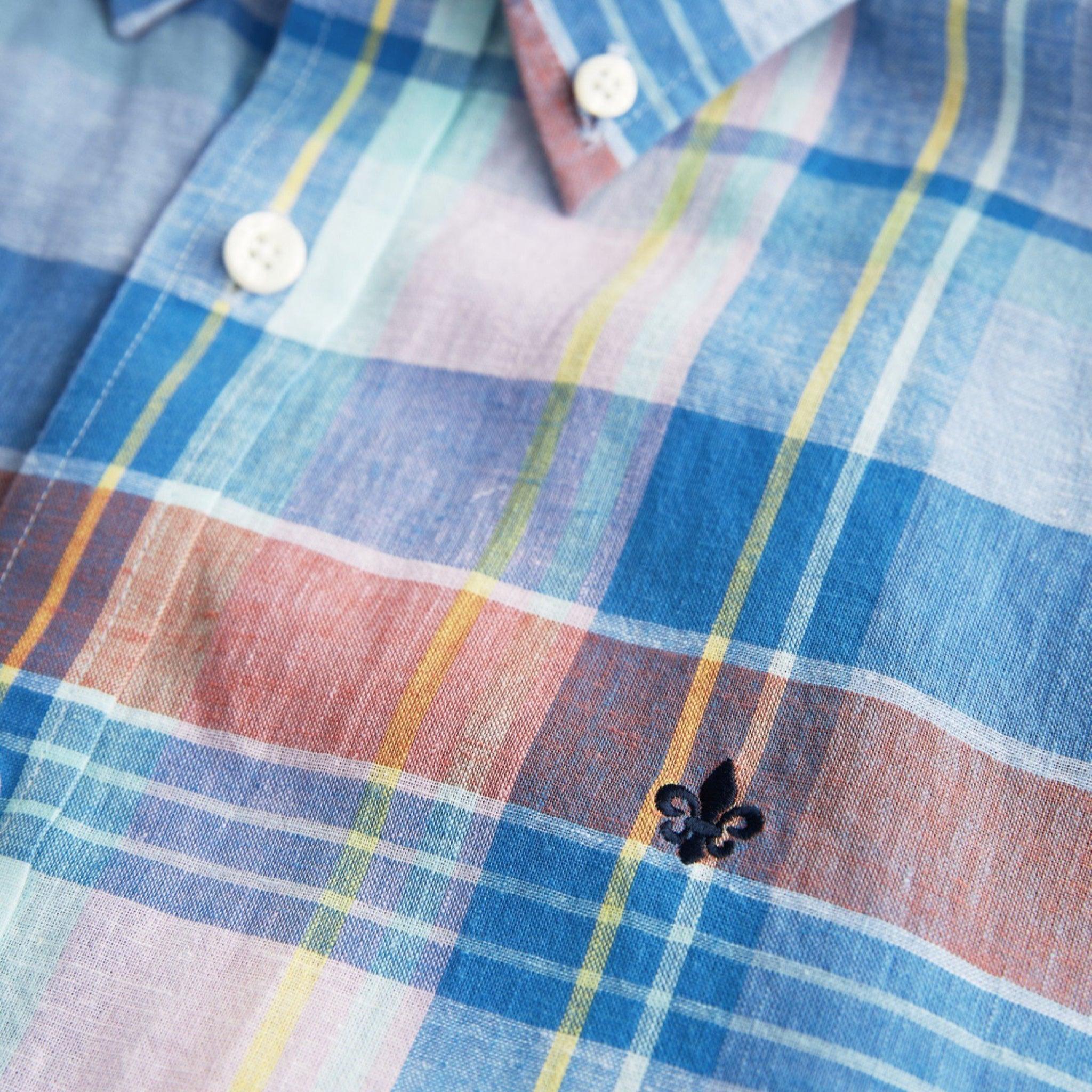 Happy Linen Check Shirt Blue - Image 5