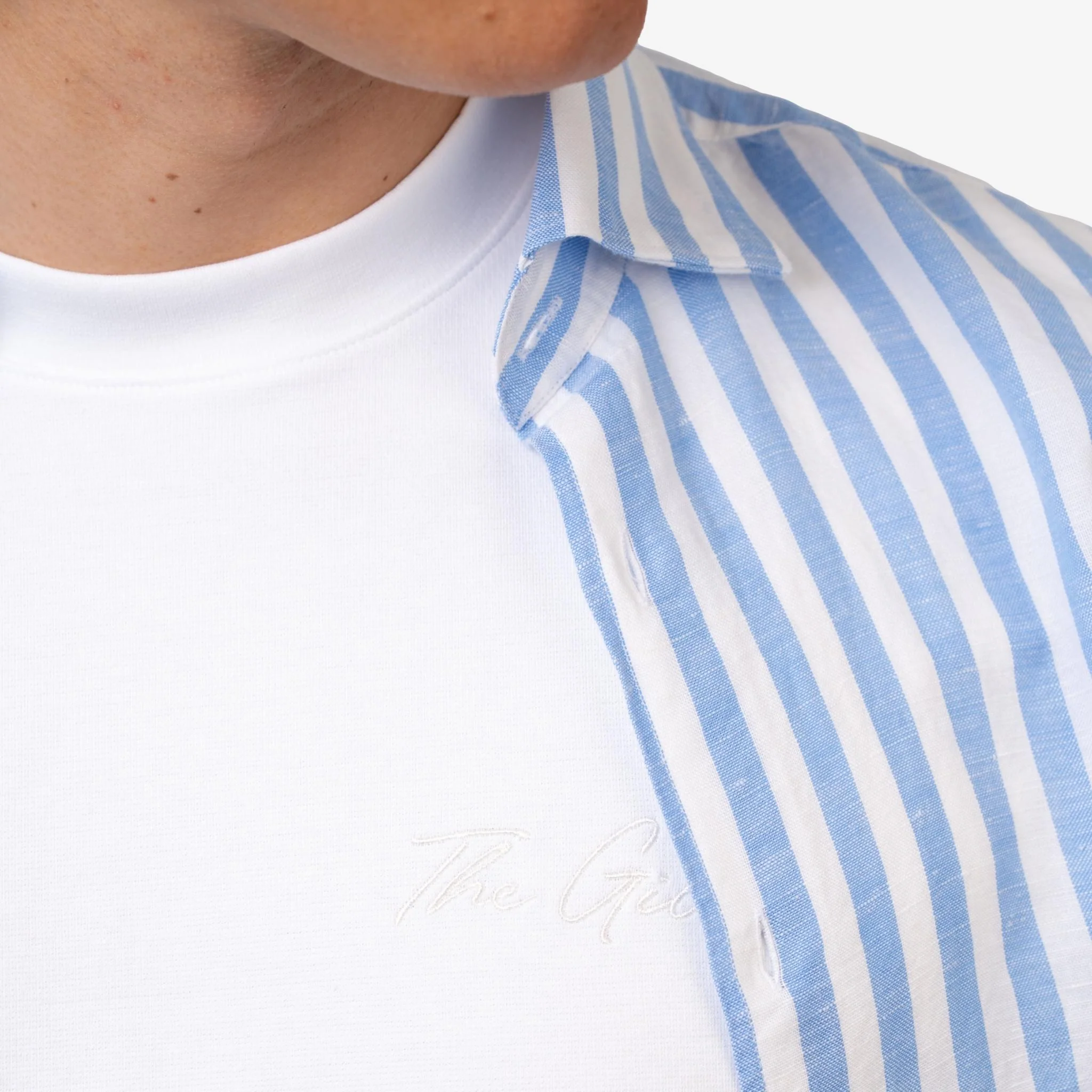 Linen Shirt Striped Light Blue - Image 3