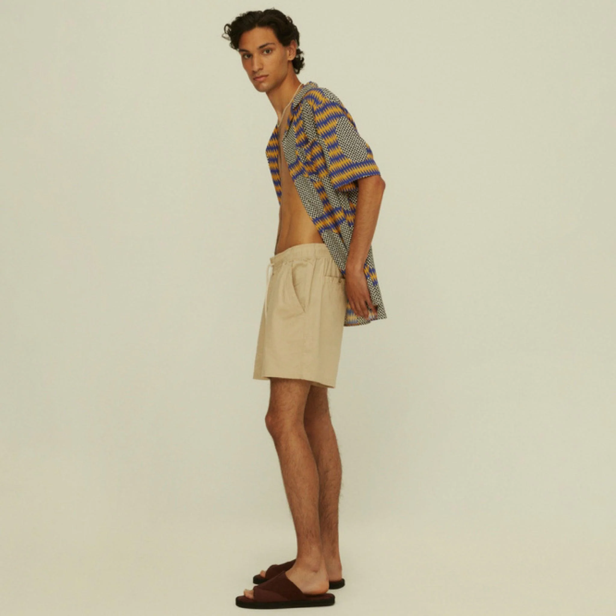 Linen Shorts Beige - Image 4