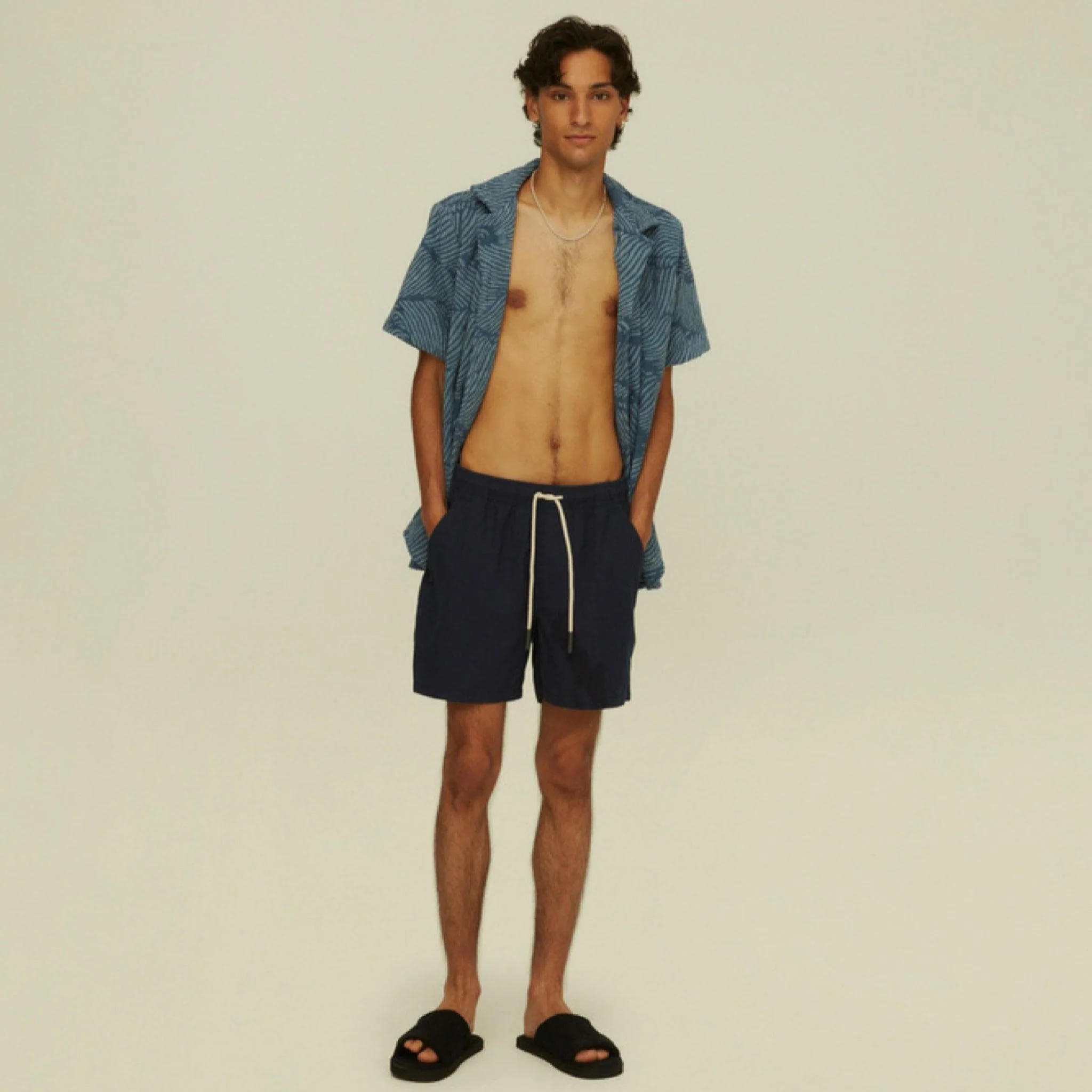 Linen Shorts Navy - Image 3