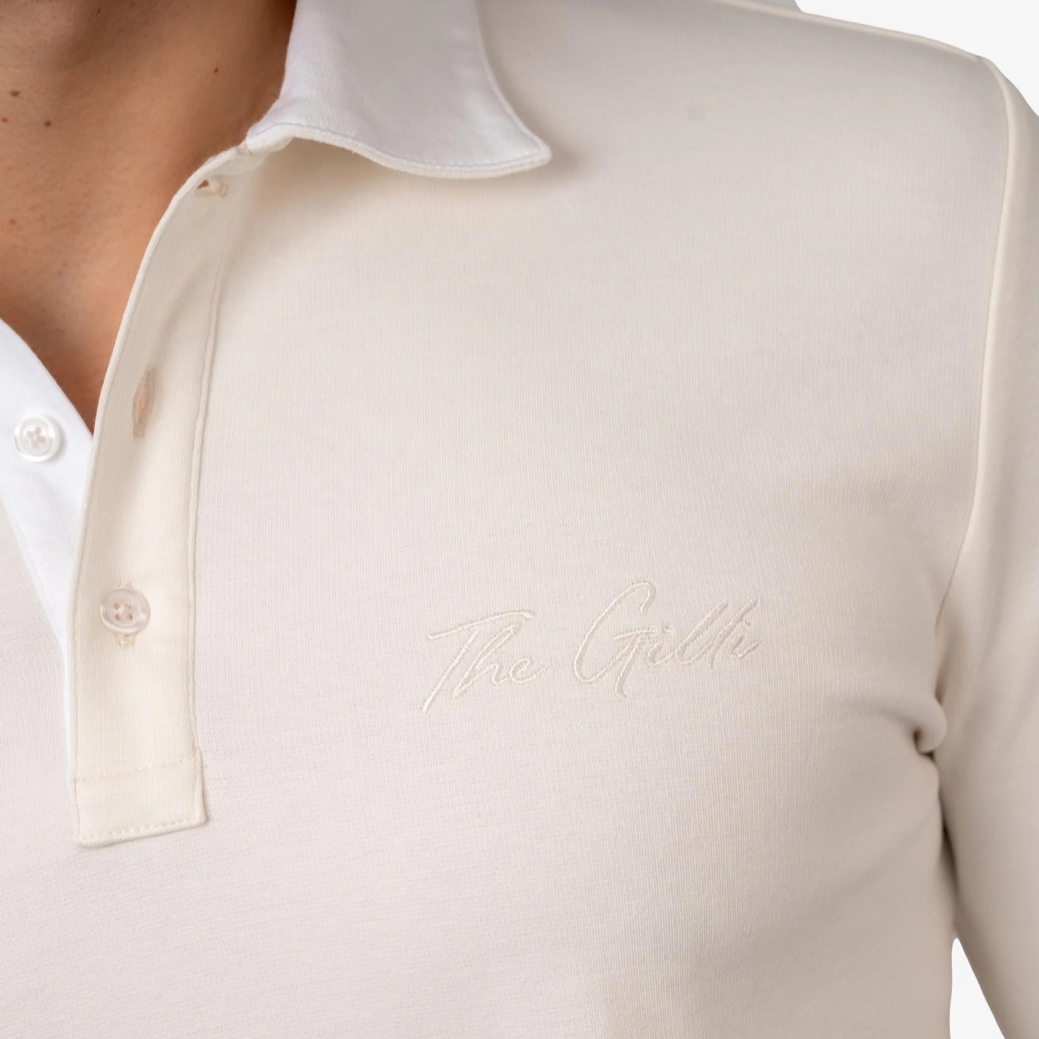 Longsleeve Cotton Polo Offwhite - Image 2