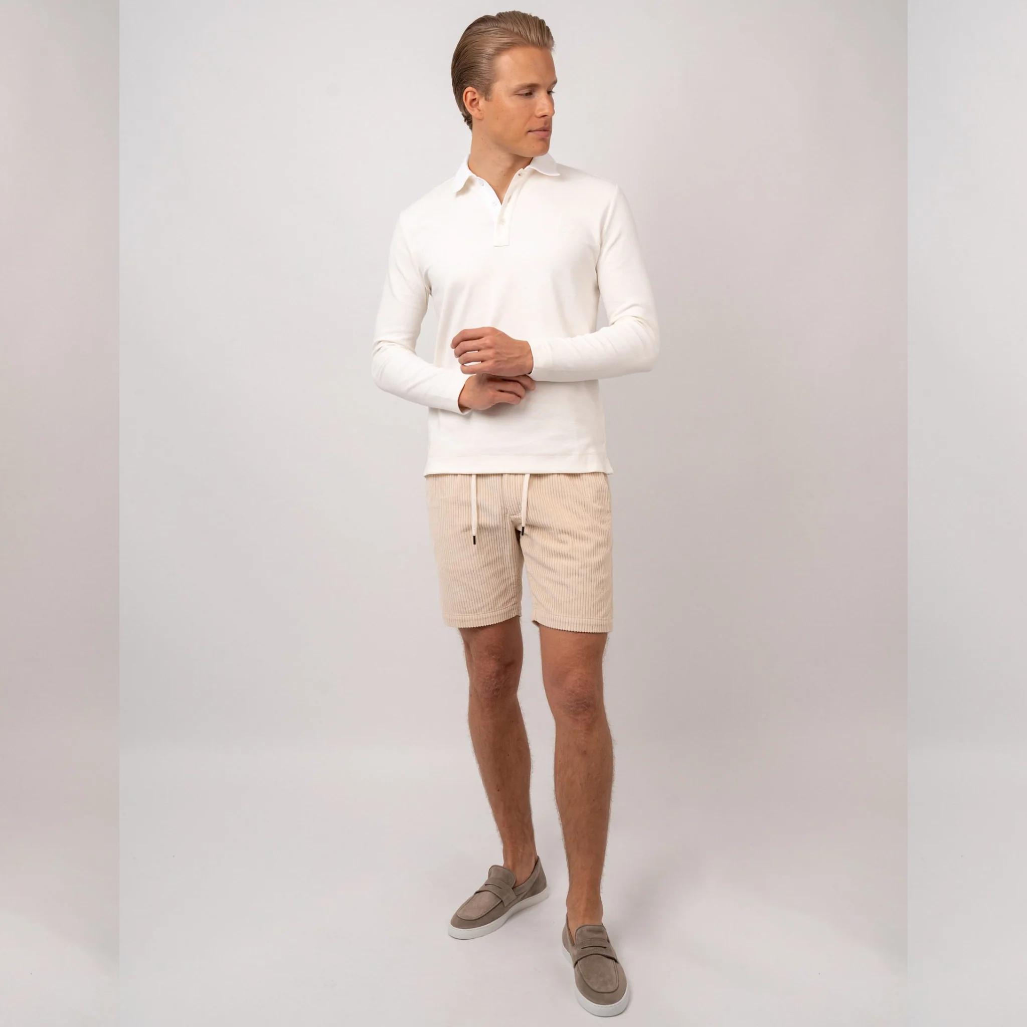 Longsleeve Cotton Polo Offwhite - Image 3