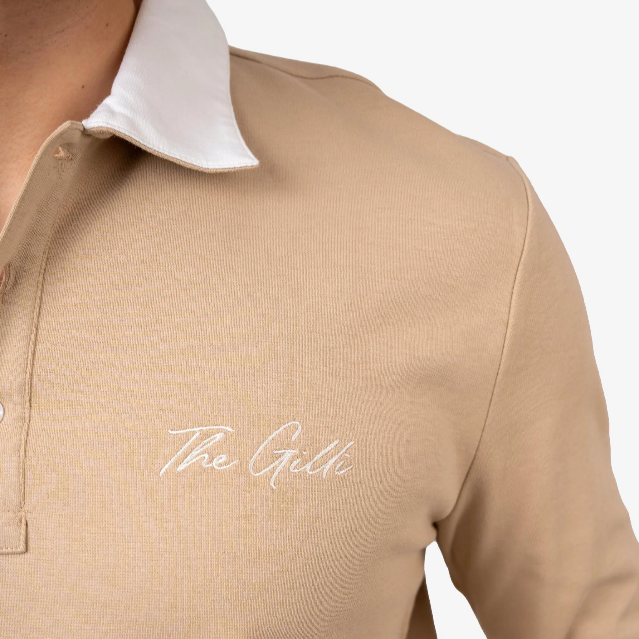Longsleeve Cotton Polo Sand - Image 3