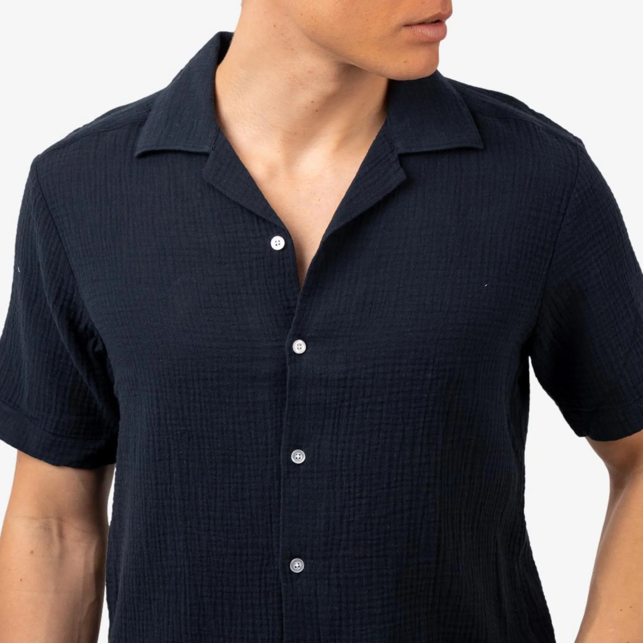 Madras Cuba Shortsleeve Shirt Navy - Image 3