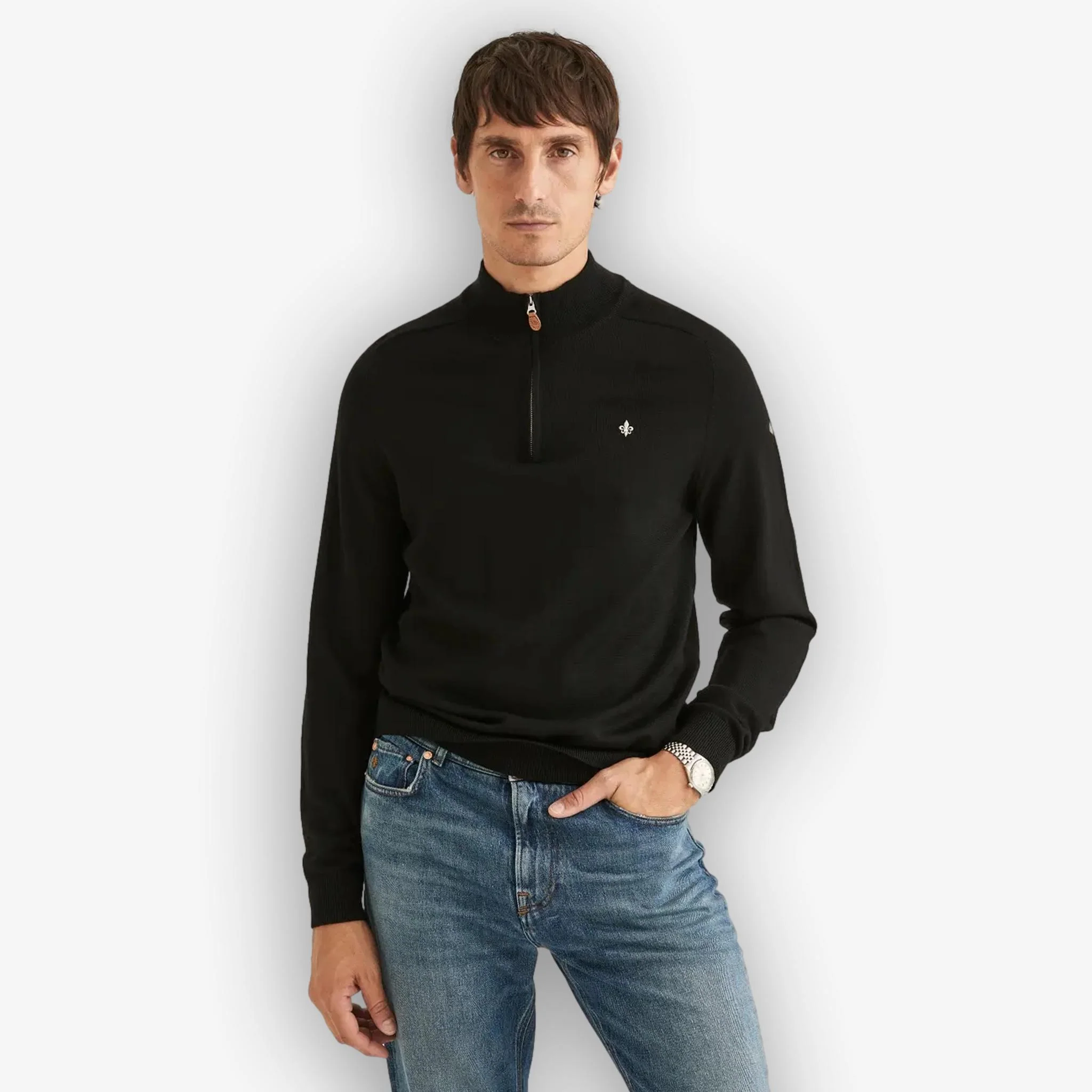 John Merino Half Zip Black - Image 2