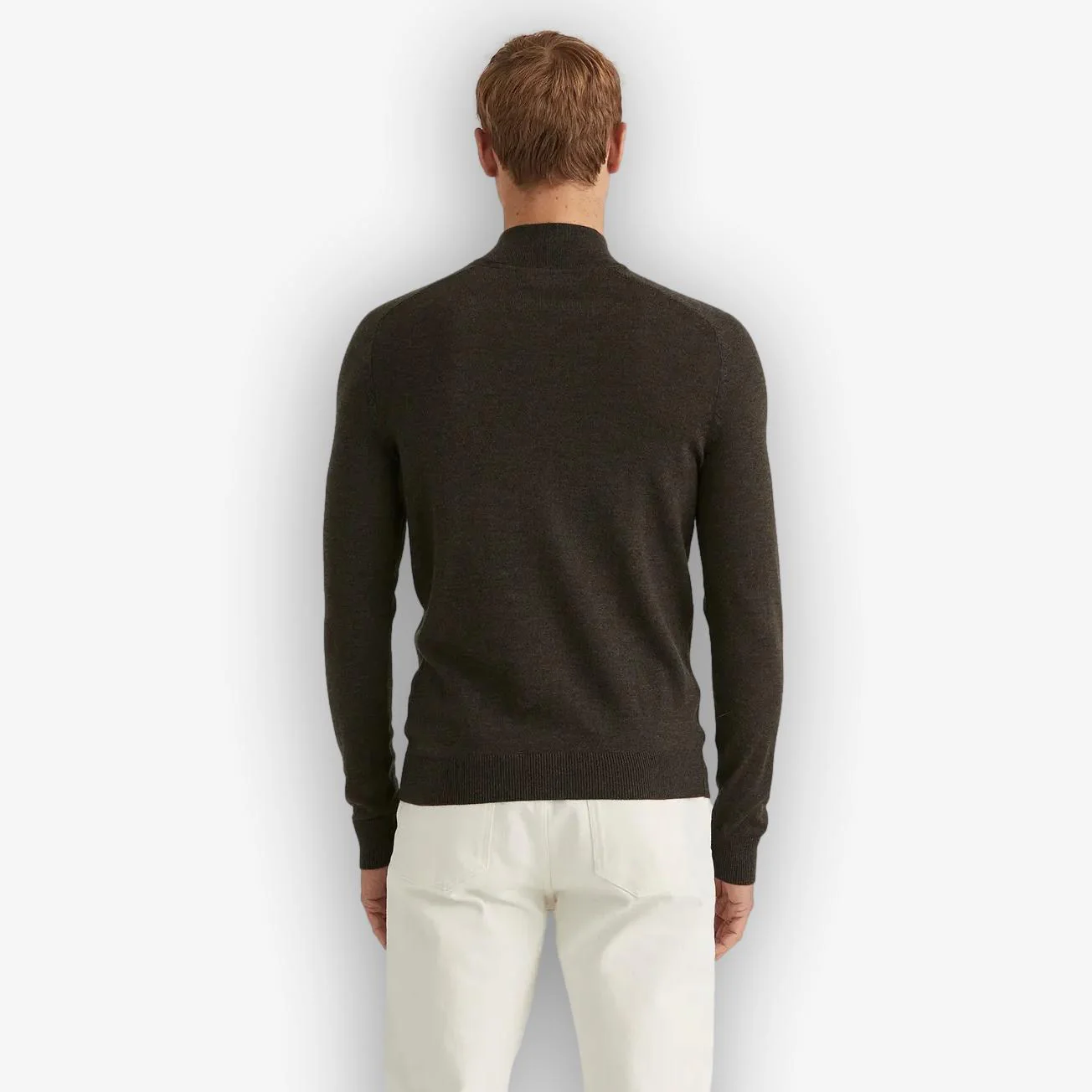 John Merino Half Zip Dark Brown - Image 3