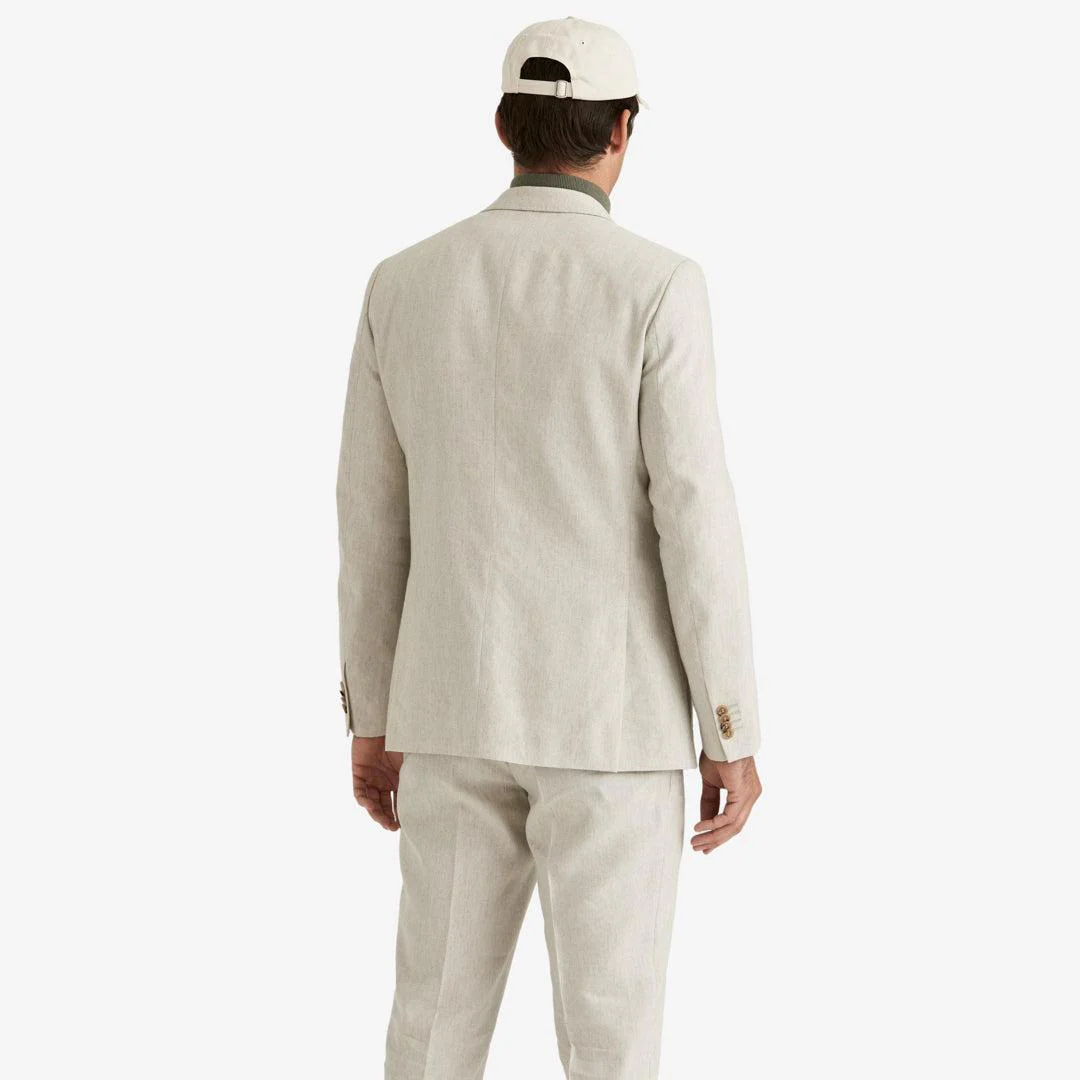 Archie Linen Suit Jacket Khaki - Image 3