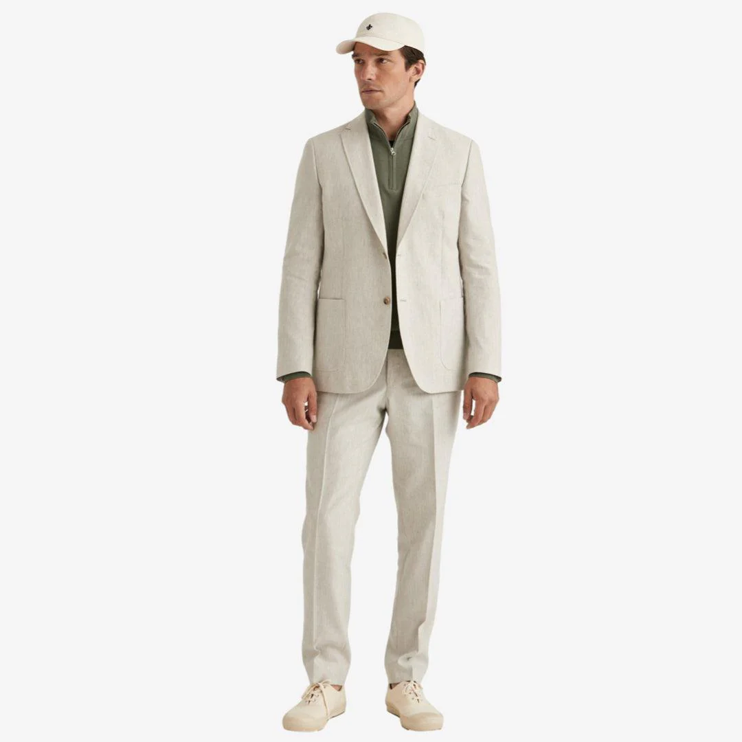 Archie Linen Suit Jacket Khaki - Image 5