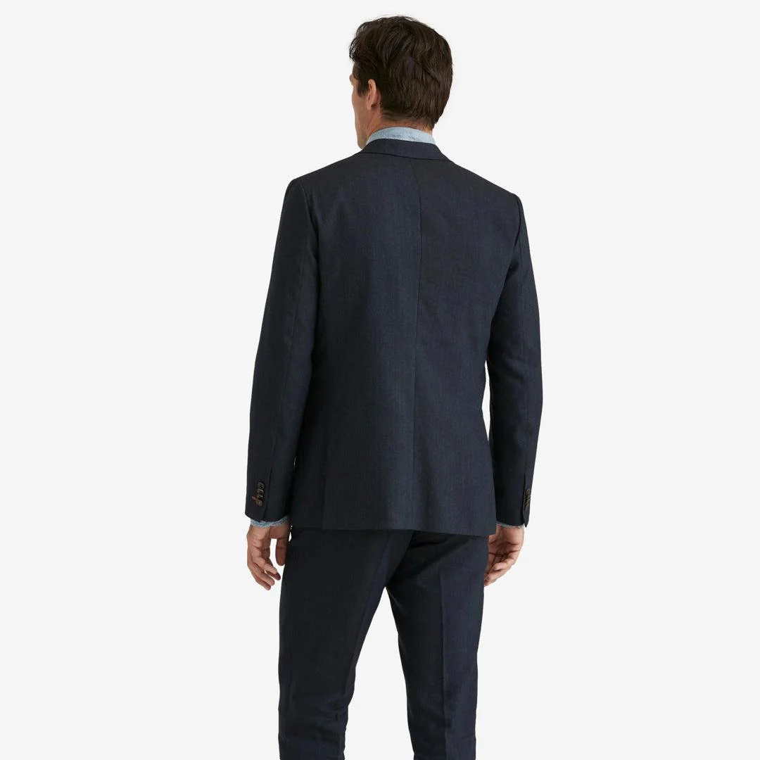 Archie Linen Suit Jacket Navy - Image 3