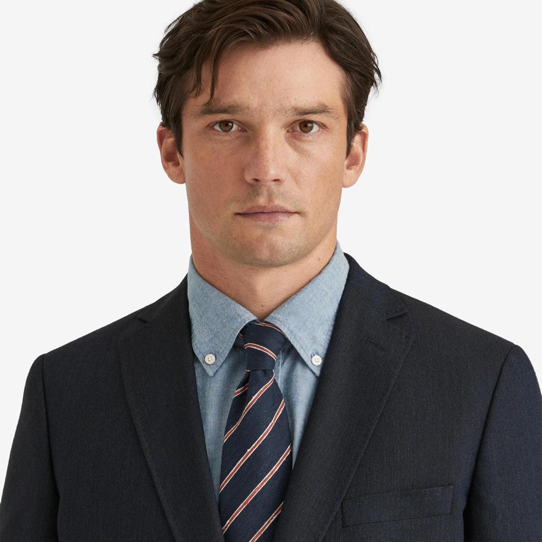 Archie Linen Suit Jacket Navy - Image 4