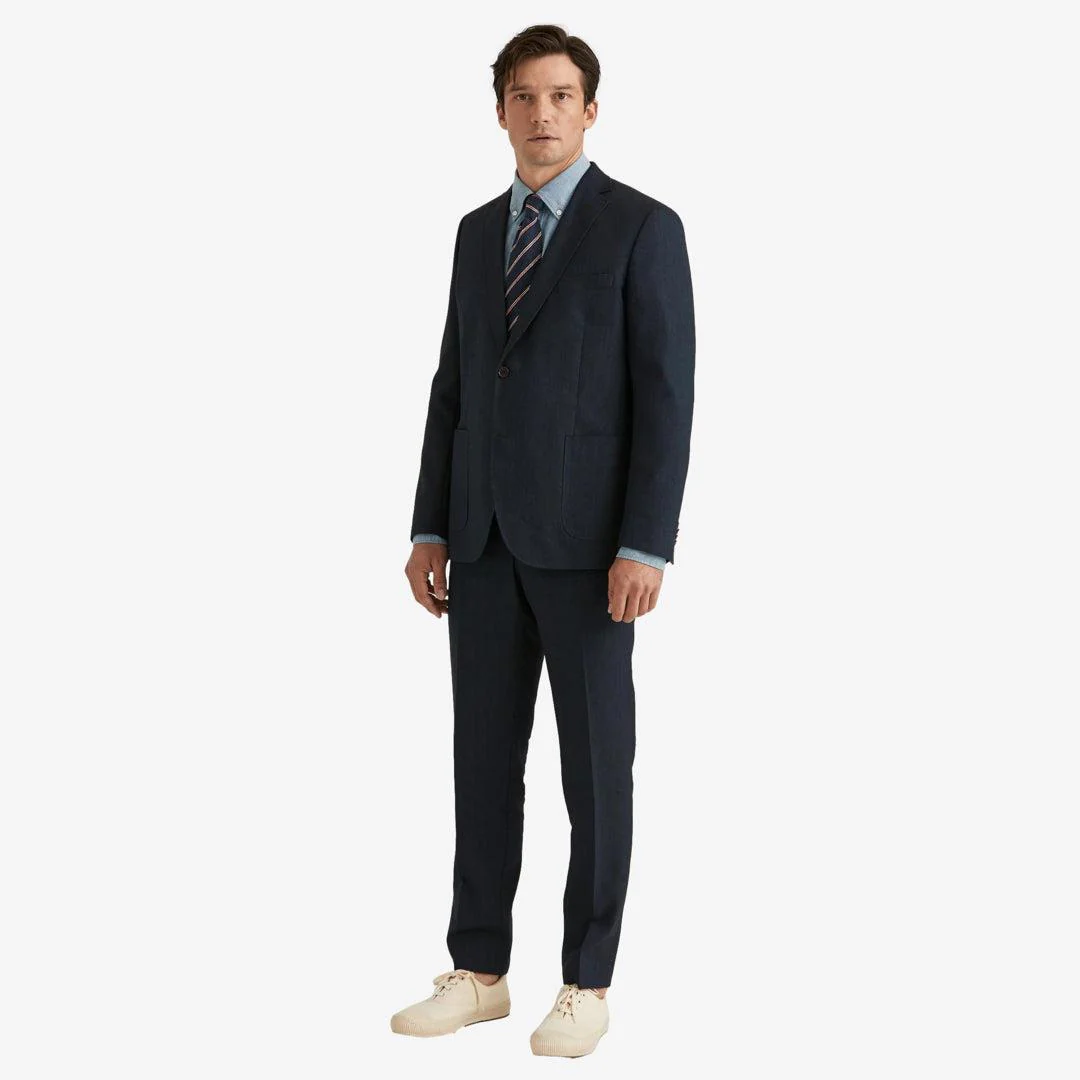 Archie Linen Suit Jacket Navy - Image 5