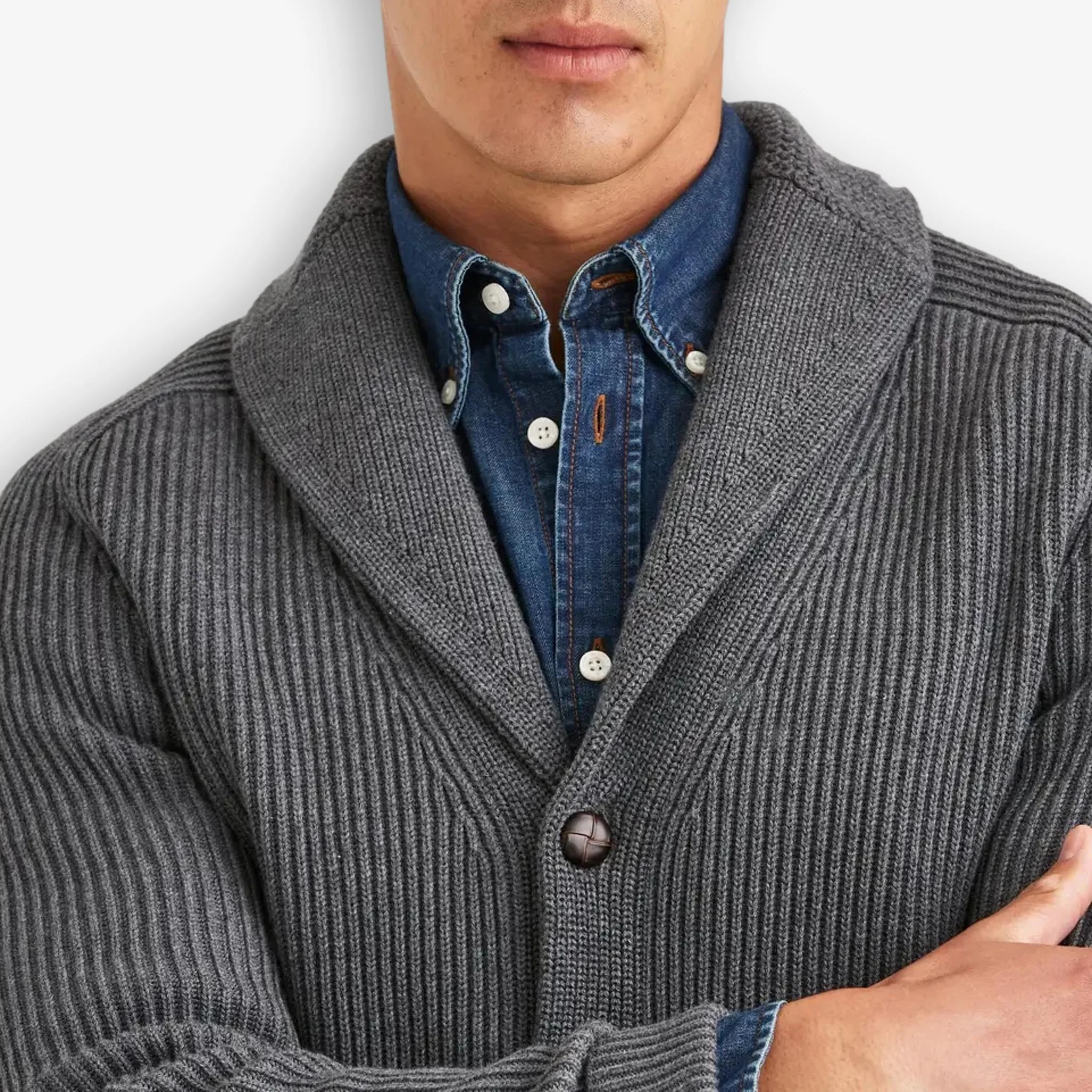 Brayden Shawl Cardigan Grey - Image 5
