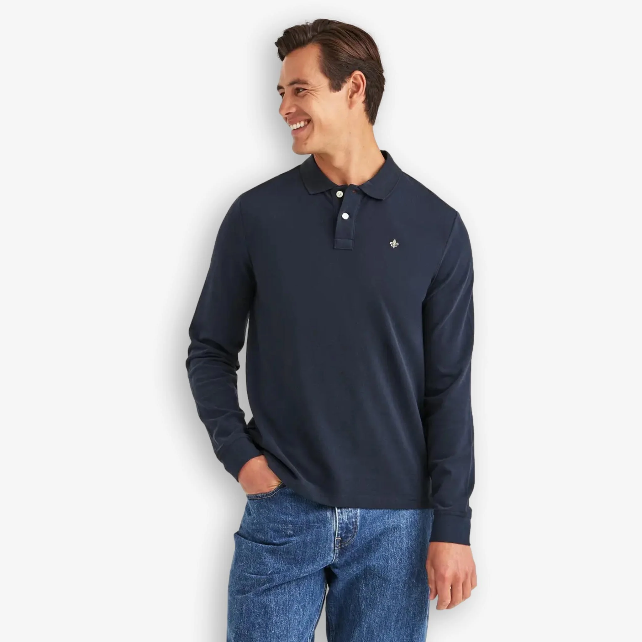 Camden Long Sleeve Polo Blue - Image 2