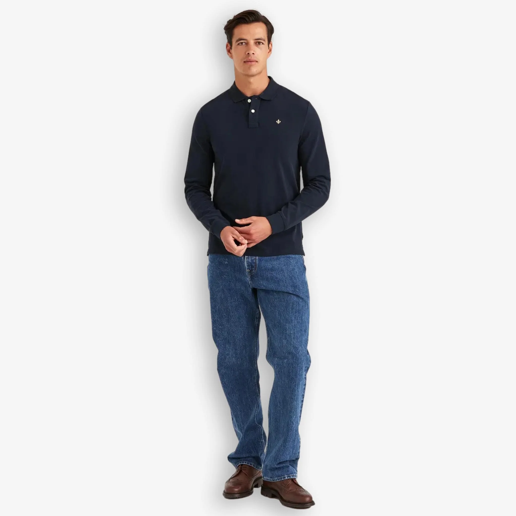 Camden Long Sleeve Polo Blue - Image 4