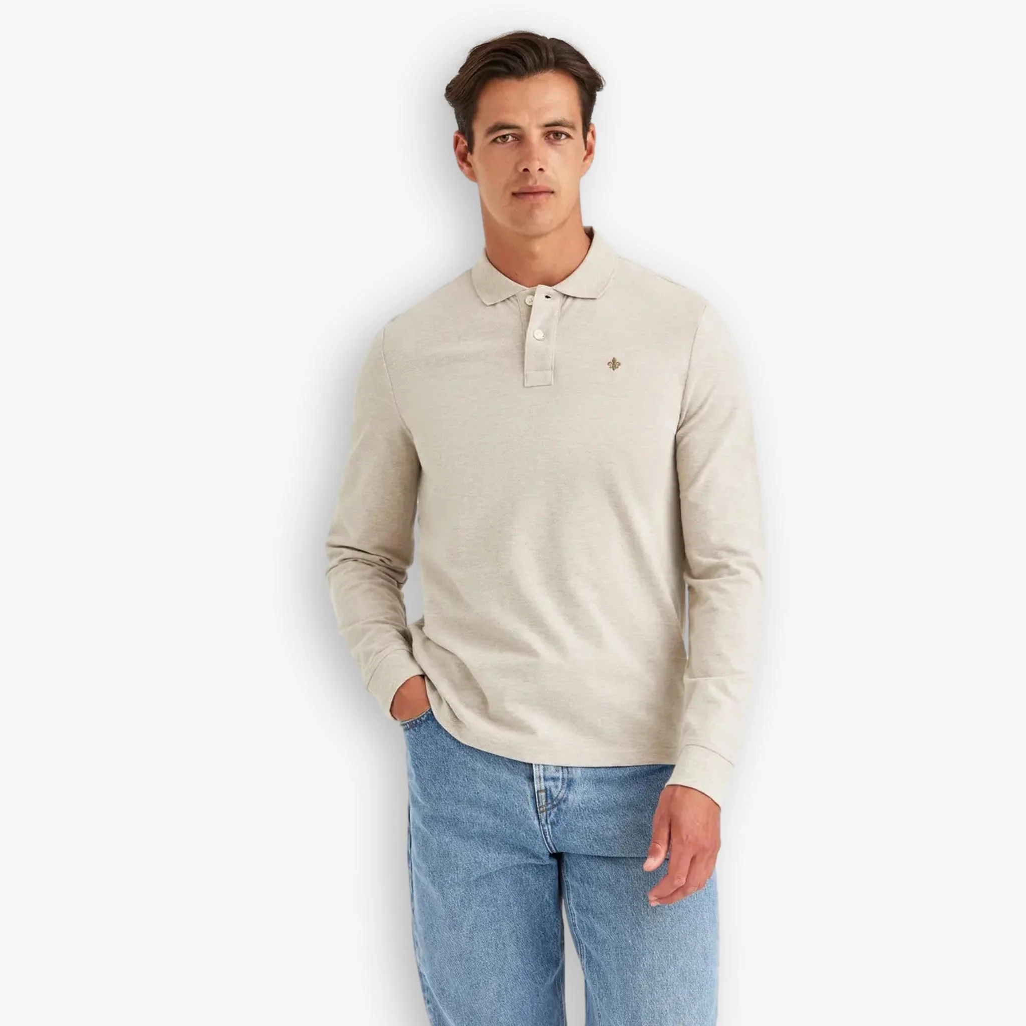 Camden Long Sleeve Polo Khaki - Image 2