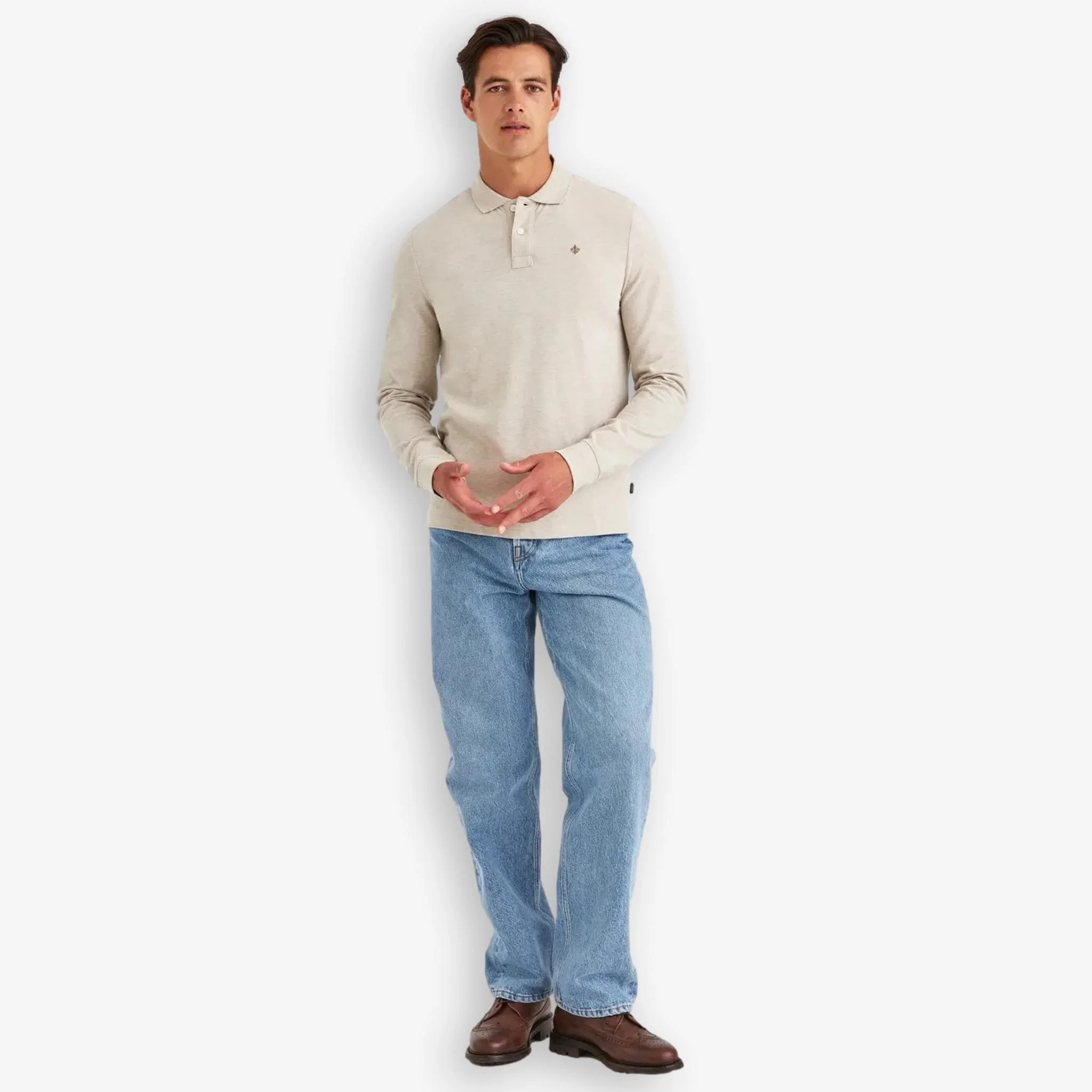 Camden Long Sleeve Polo Khaki - Image 4