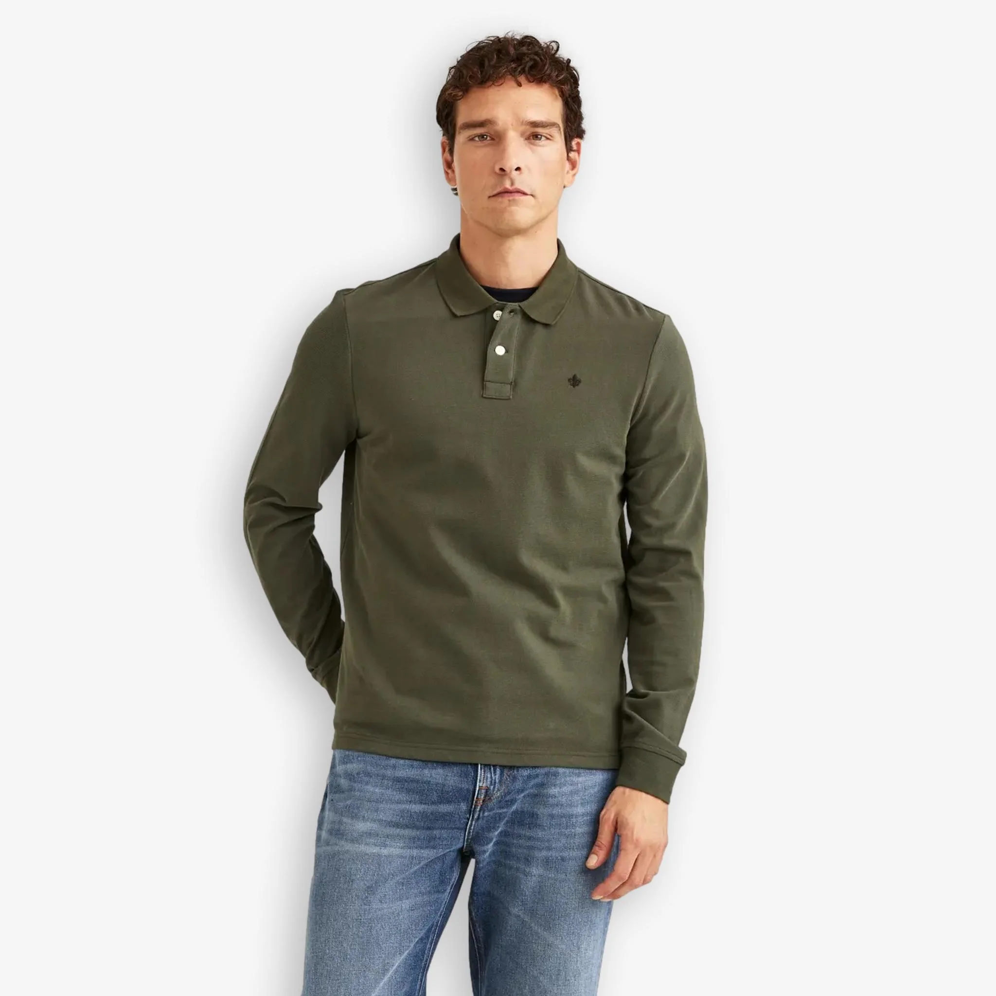 Camden Long Sleeve Polo Olive - Image 2