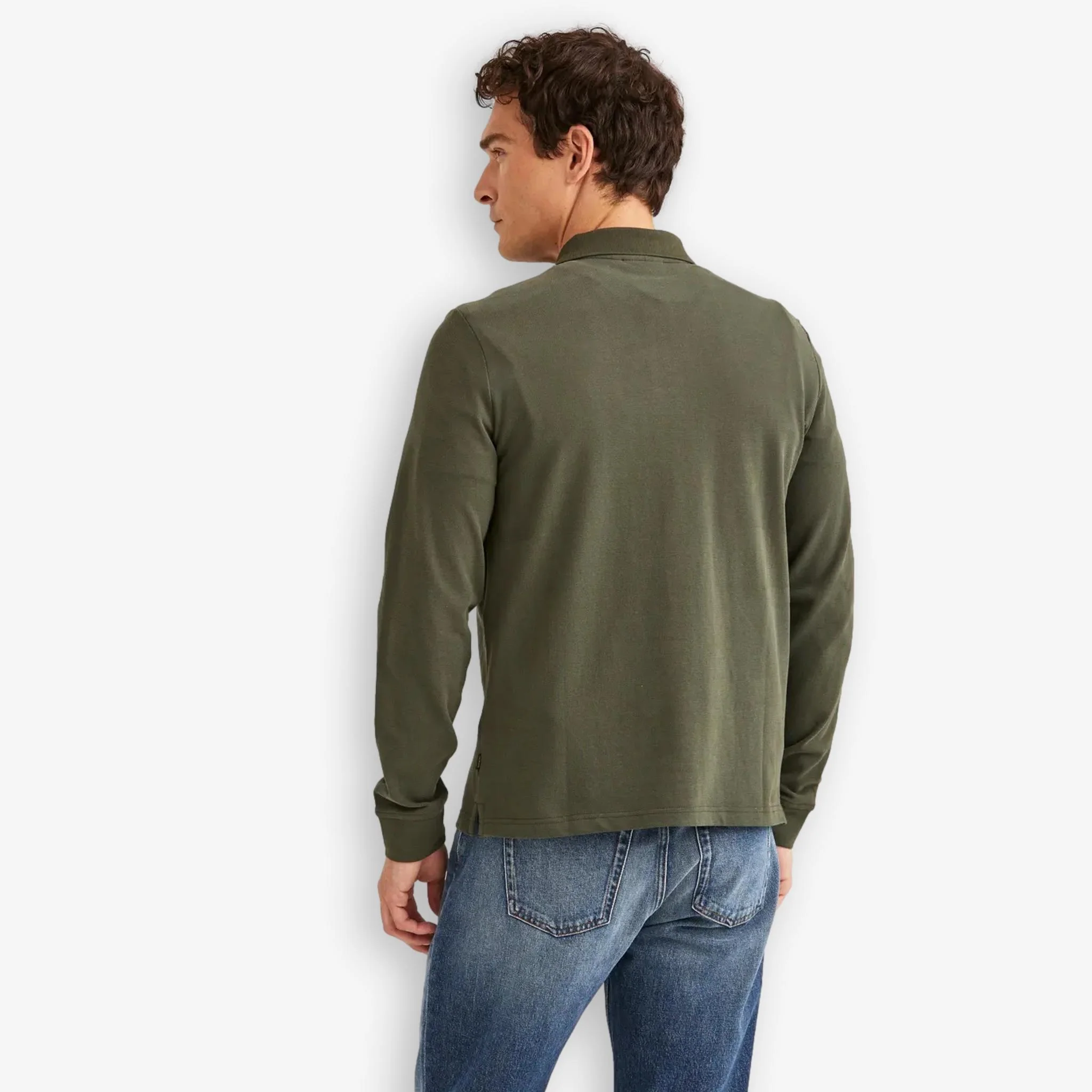 Camden Long Sleeve Polo Olive - Image 3