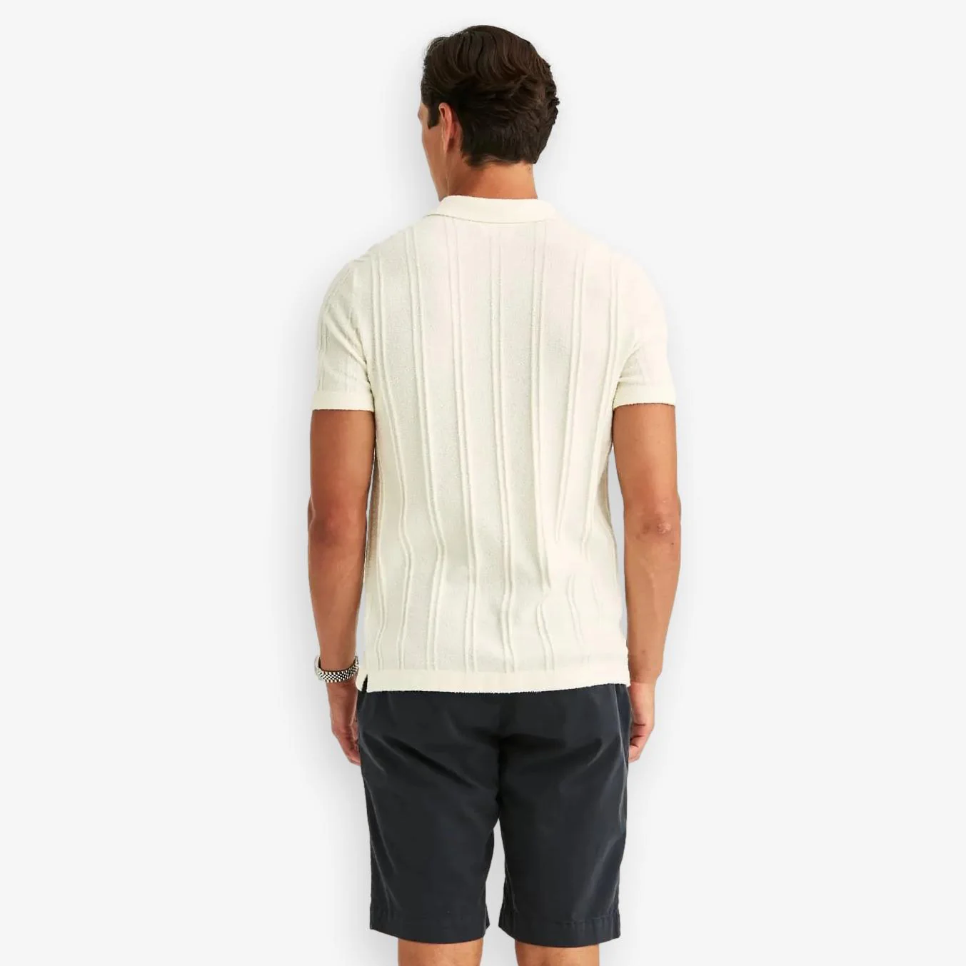 Clayton Knitted Short Sleeve Shirt Offwhite - Image 3
