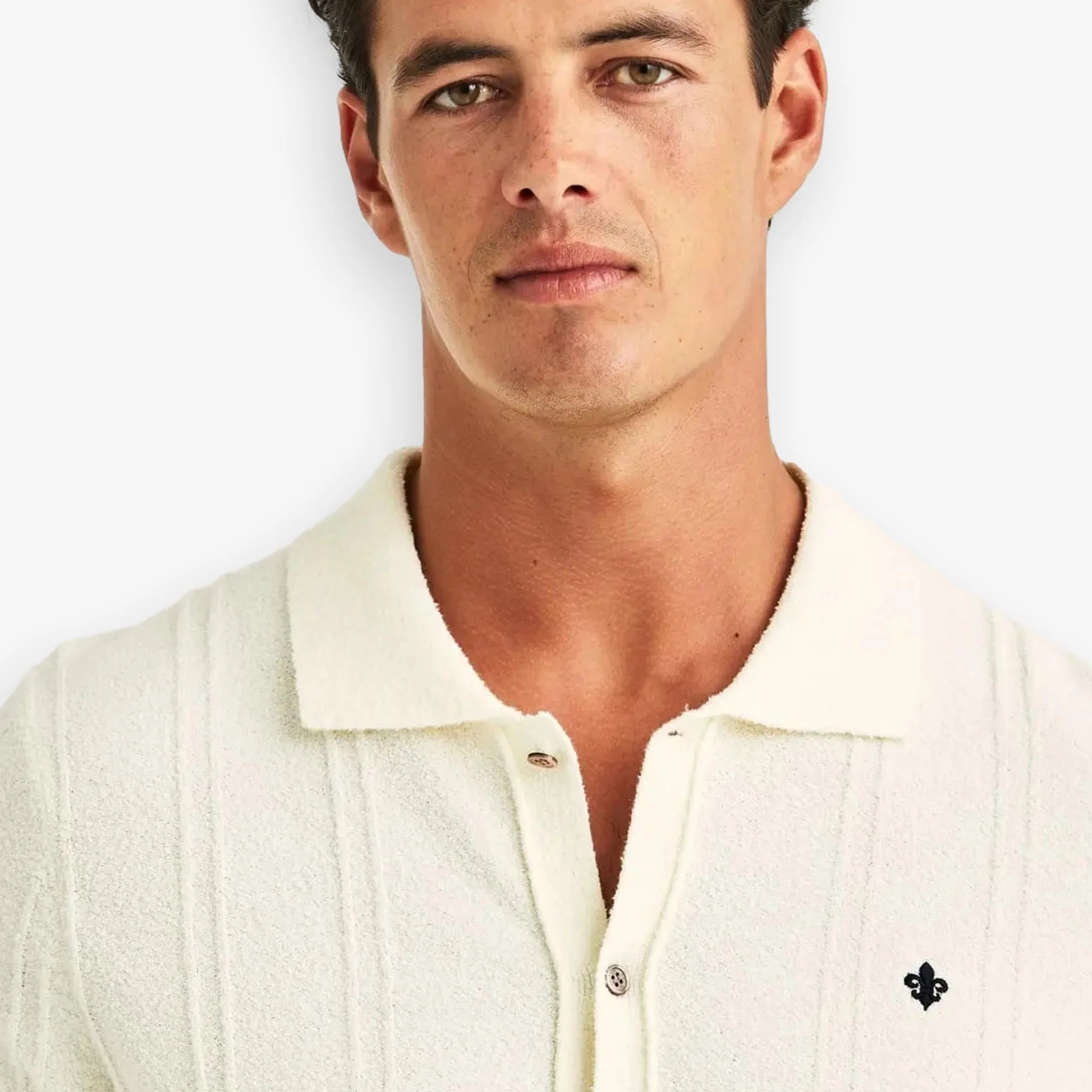 Clayton Knitted Short Sleeve Shirt Offwhite - Image 5