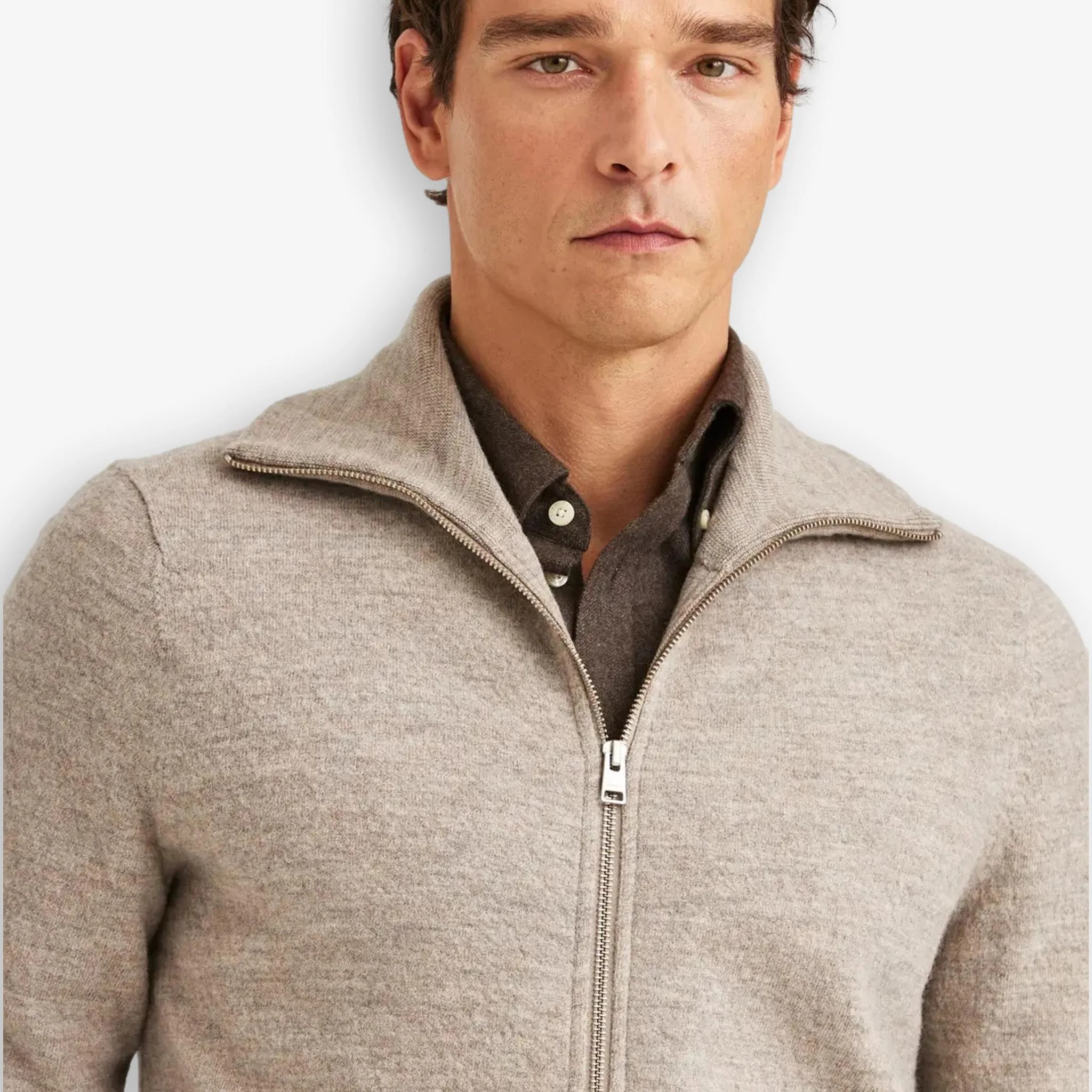 Cork Knitted Zip Jacket Khaki - Image 5