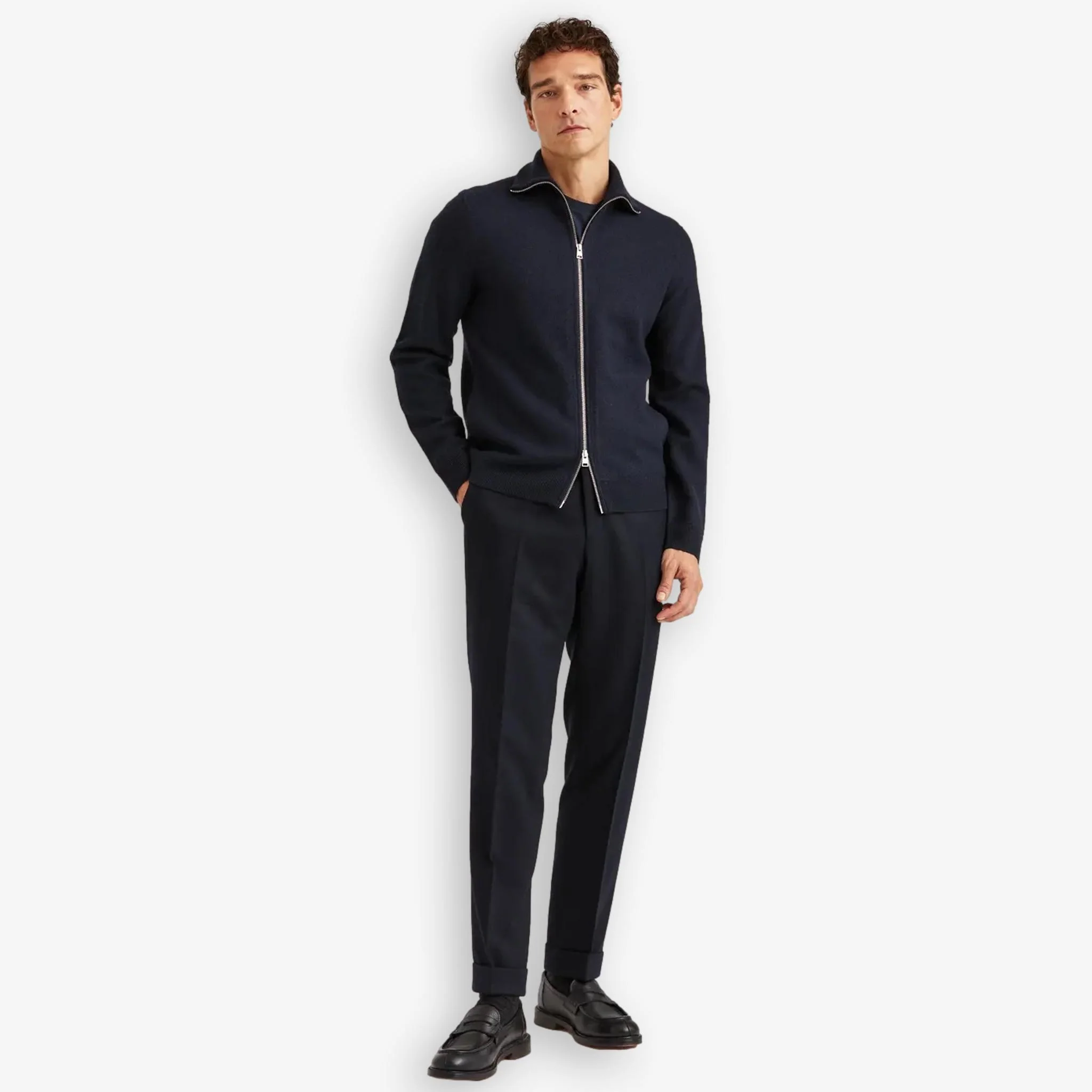 Cork Knitted Zip Jacket Navy - Image 4